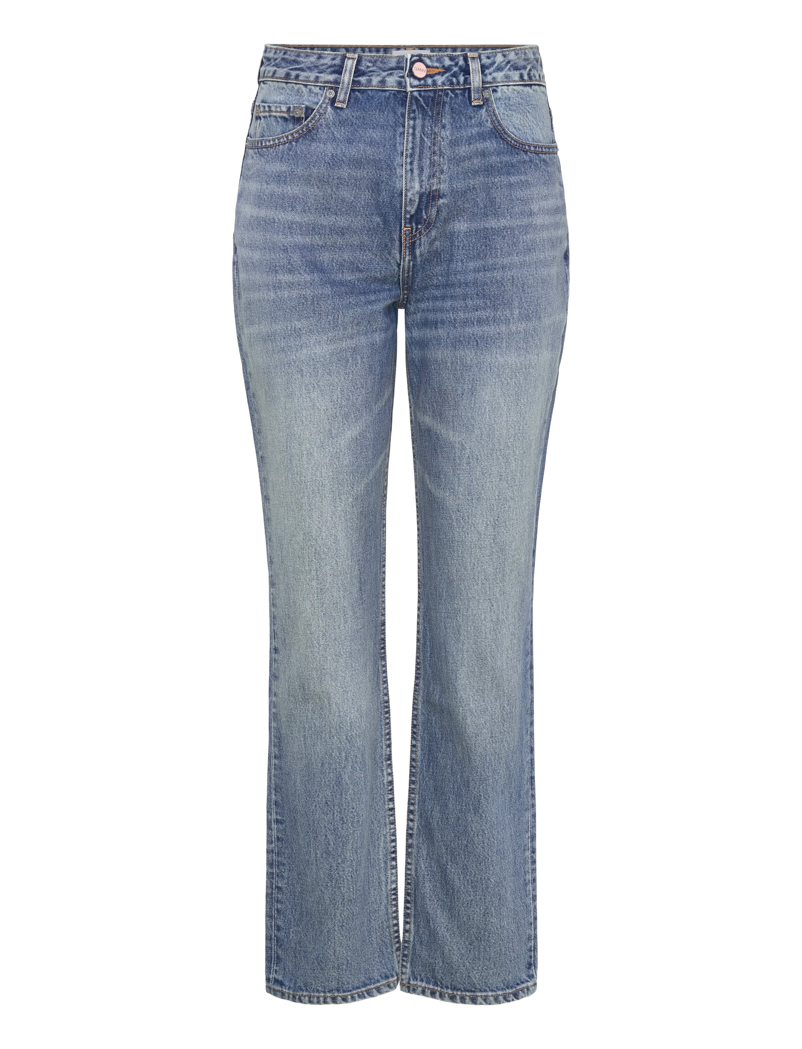 GANNI SWIGY HIGH WAIST SLIM JEANS - GANNI - MID BLUE VINTAGE / blue
