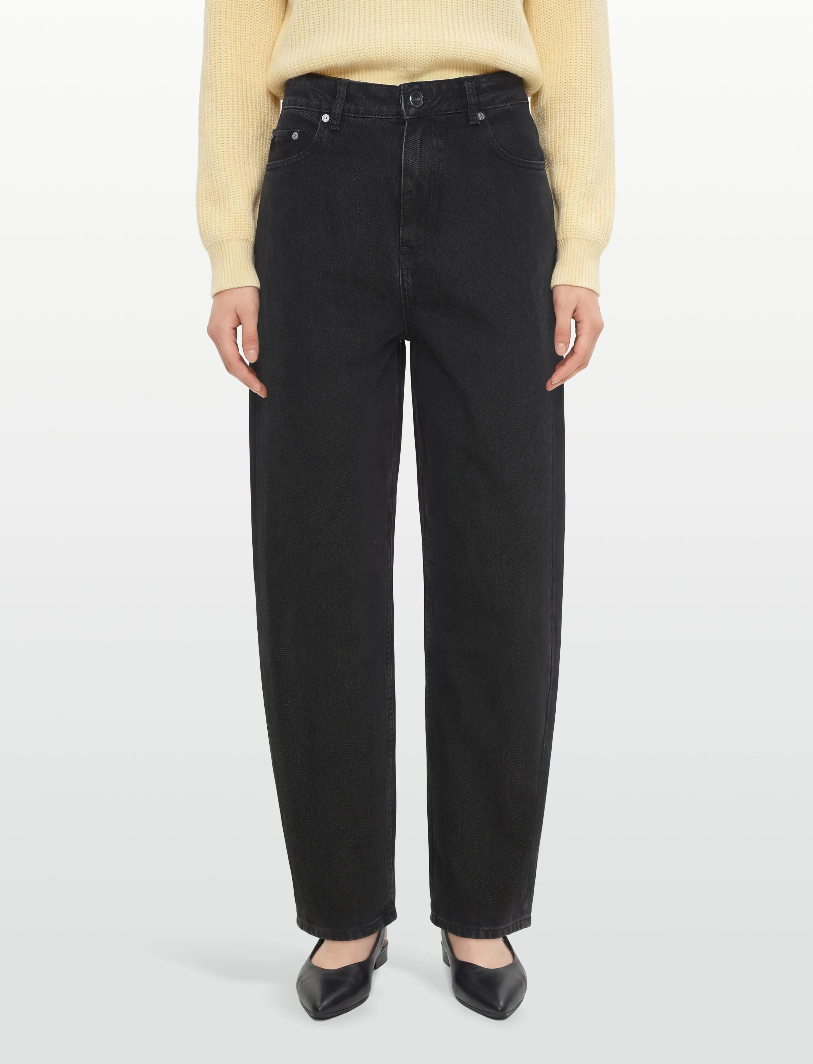 GANNI - RIGID DENIM STARY - barrel jeans - washed black/black - 3