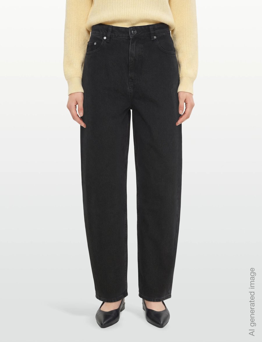 GANNI - RIGID DENIM STARY - barrel jeans - washed black/black - 3