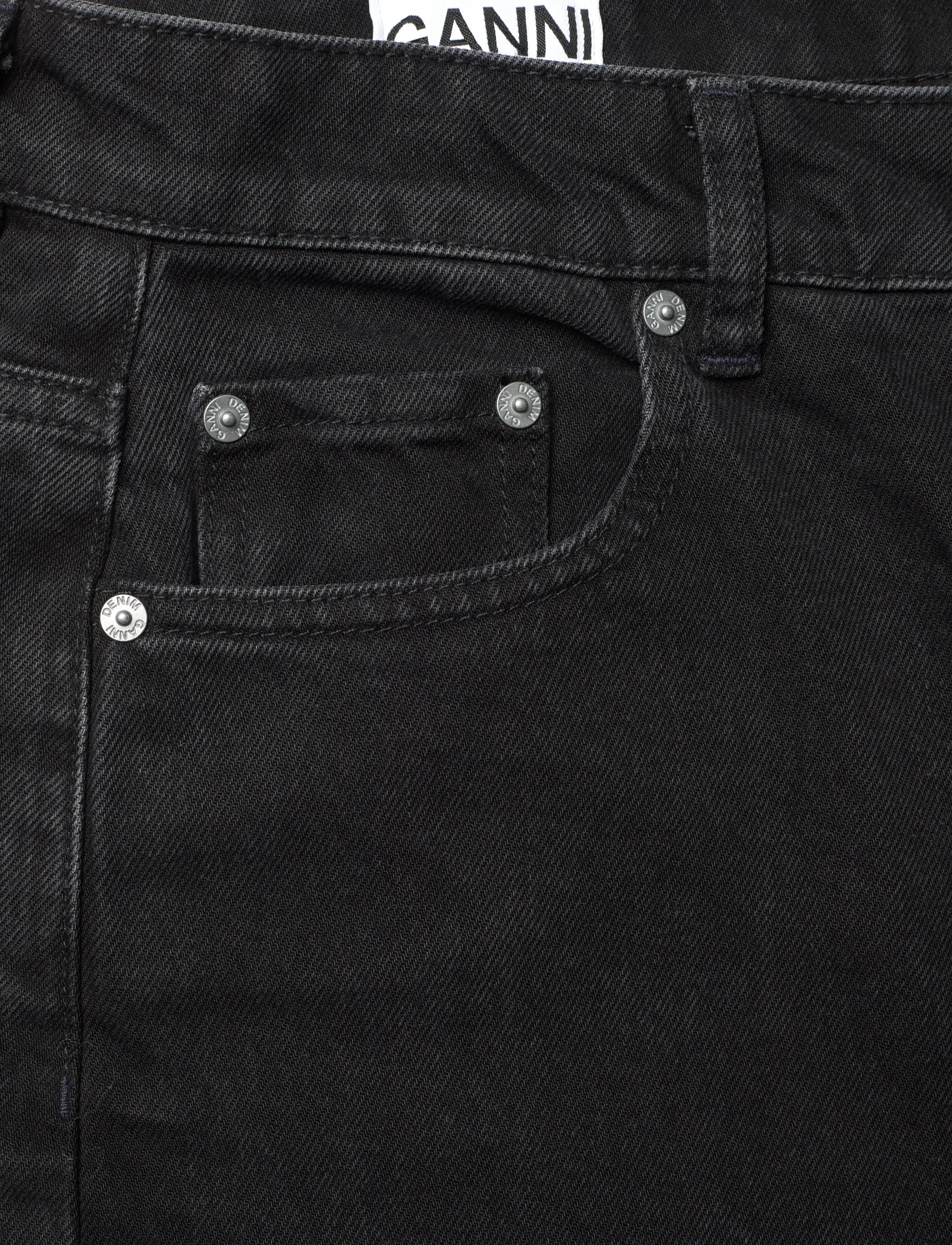 GANNI - RIGID DENIM STARY - barrel džinsi - washed black/black - 2