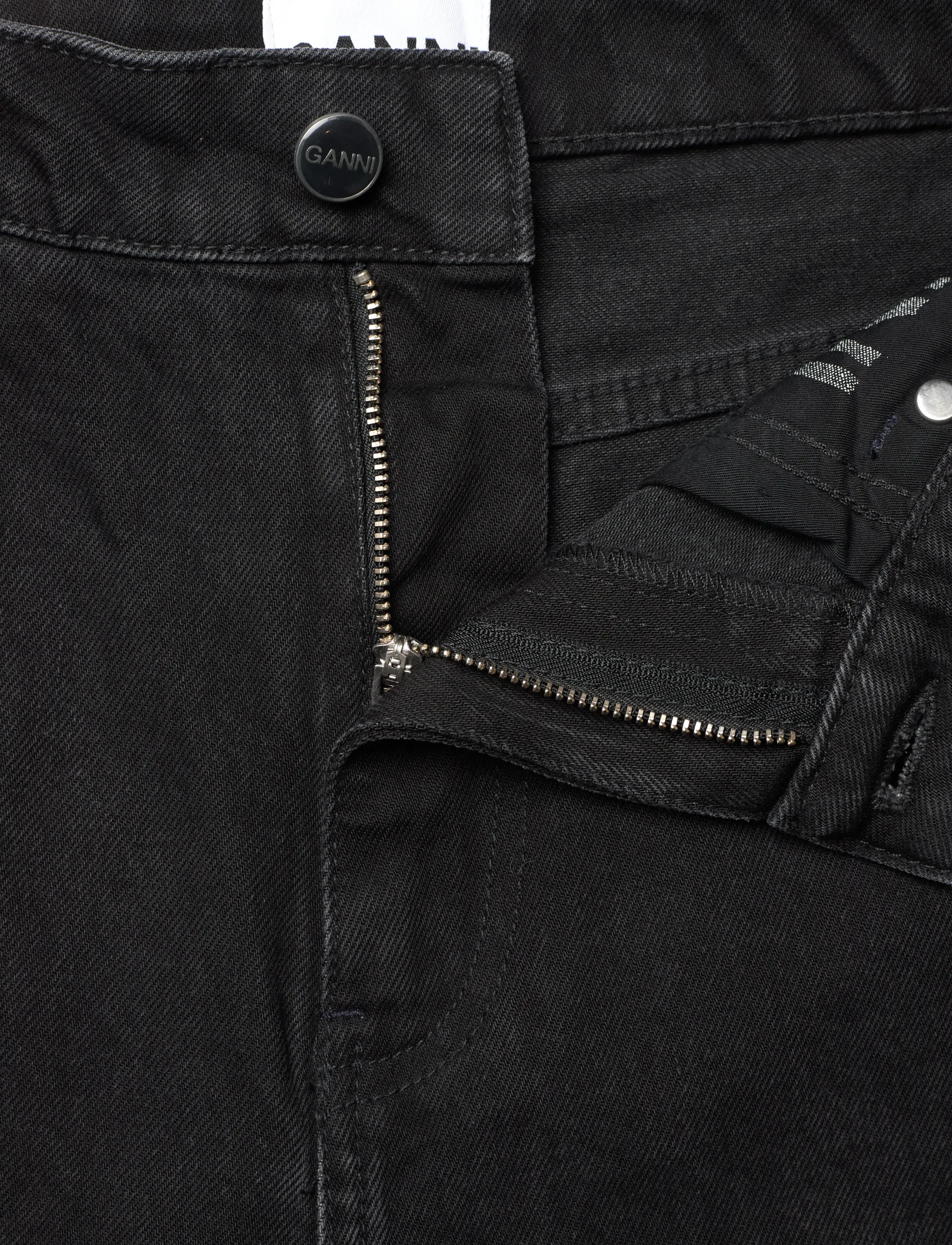 GANNI - RIGID DENIM STARY - barrel džinsi - washed black/black - 3
