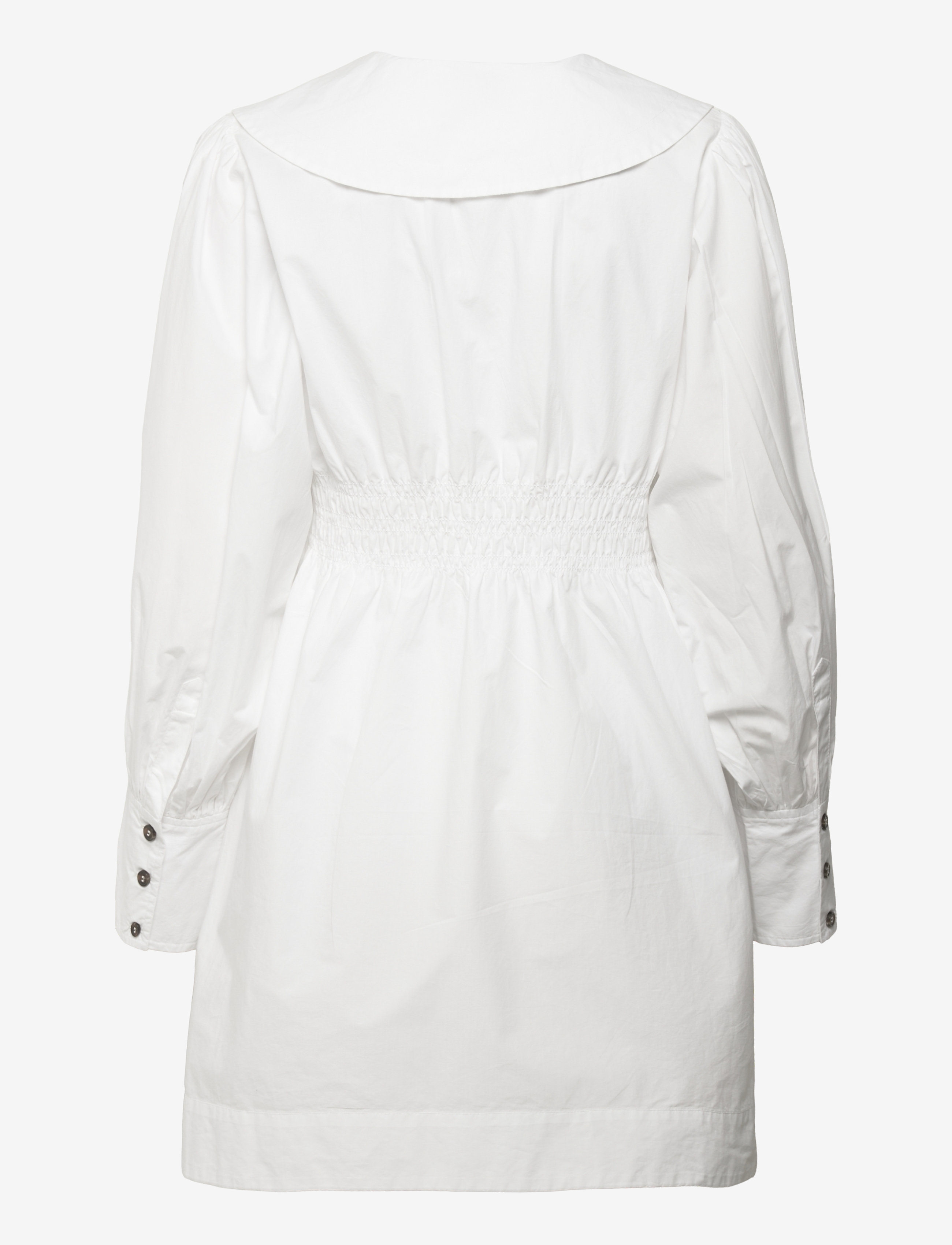 GANNI - Cotton Poplin V-neck Smock Mini Dress - cocktailkleider - bright white - 1
