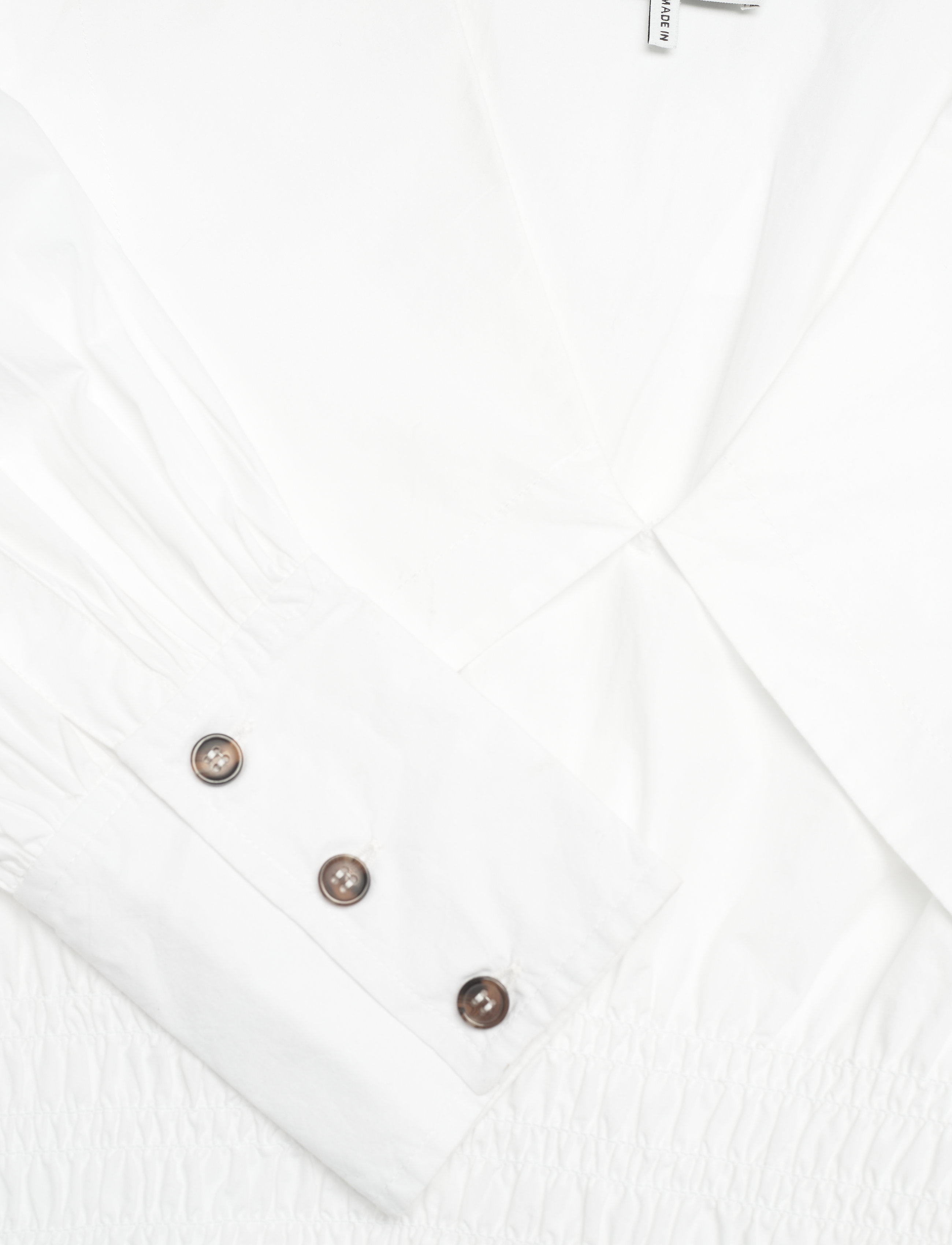 GANNI - Cotton Poplin V-neck Smock Mini Dress - cocktailkleider - bright white - 2
