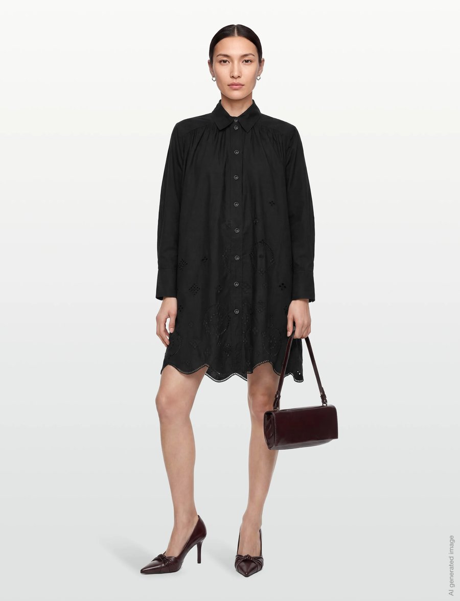 ganni broderie anglaise shirt dress Broderie-Anglaise Midi Shirt Dress
