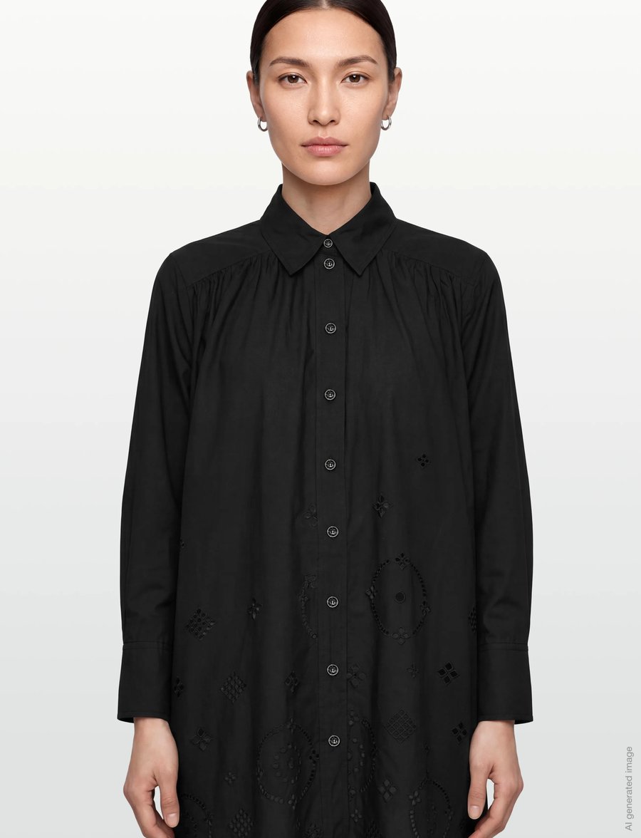 ganni broderie anglaise shirt dress GANNI | Broderie-Anglaise Midi Shirt Dress