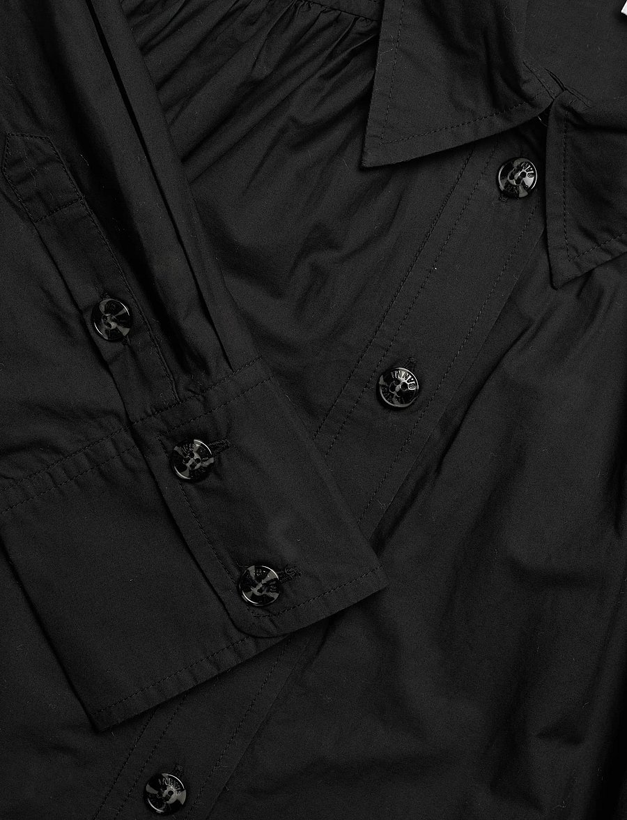 GANNI - Broderie Anglaise Wide Mini Shirt Dress - särkkleidid - black - 5