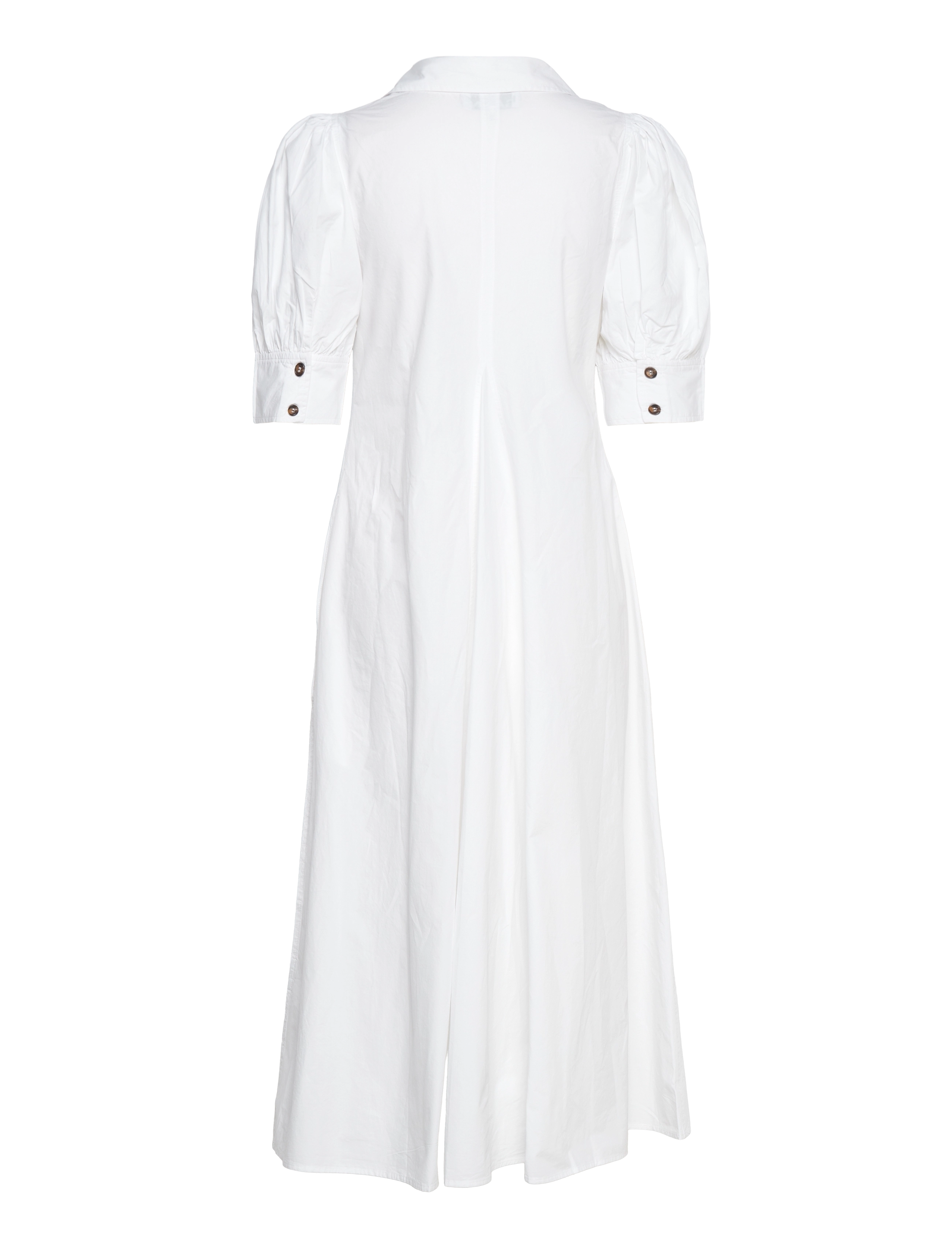 GANNI - Cotton Poplin V-Neck Maxi Dress - midi-kleider - bright white - 1