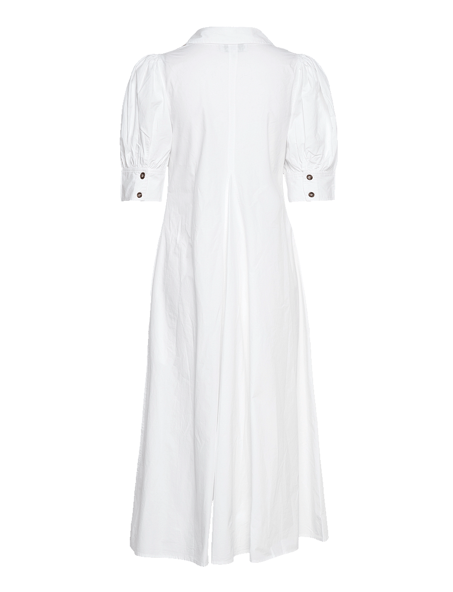 GANNI - Cotton Poplin V-Neck Maxi Dress - cocktailkleider - bright white - 1