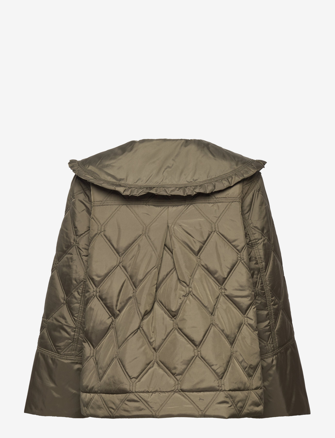 GANNI - Ripstop Quilt Frill Collar Jacket - kalamata - 1