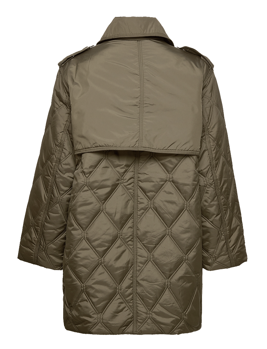 GANNI - Ripstop Quilt Midi Jacket - quilted jackets - kalamata - 1