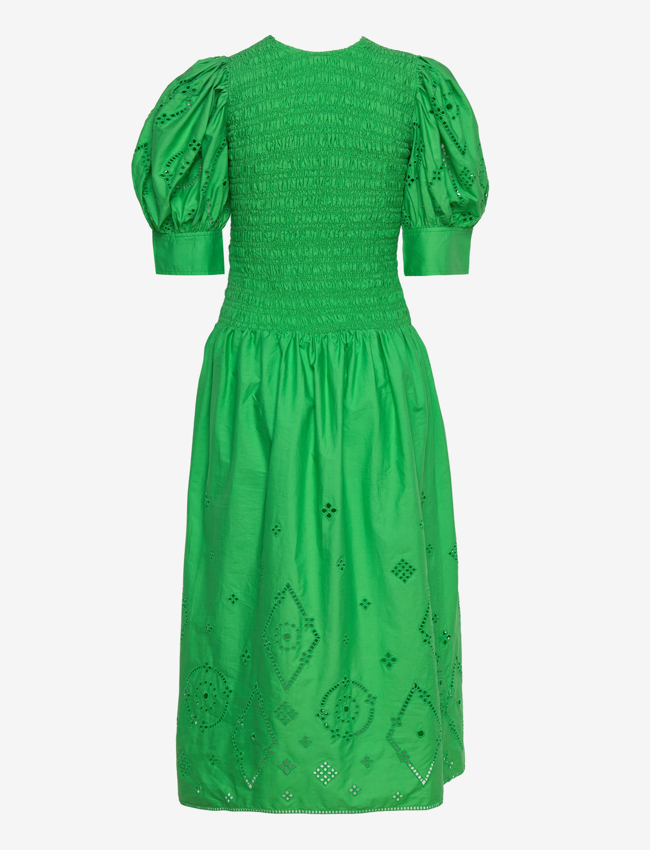GANNI - Broderie Anglaise Maxi Smock Dress - midikleidid - kelly green - 1