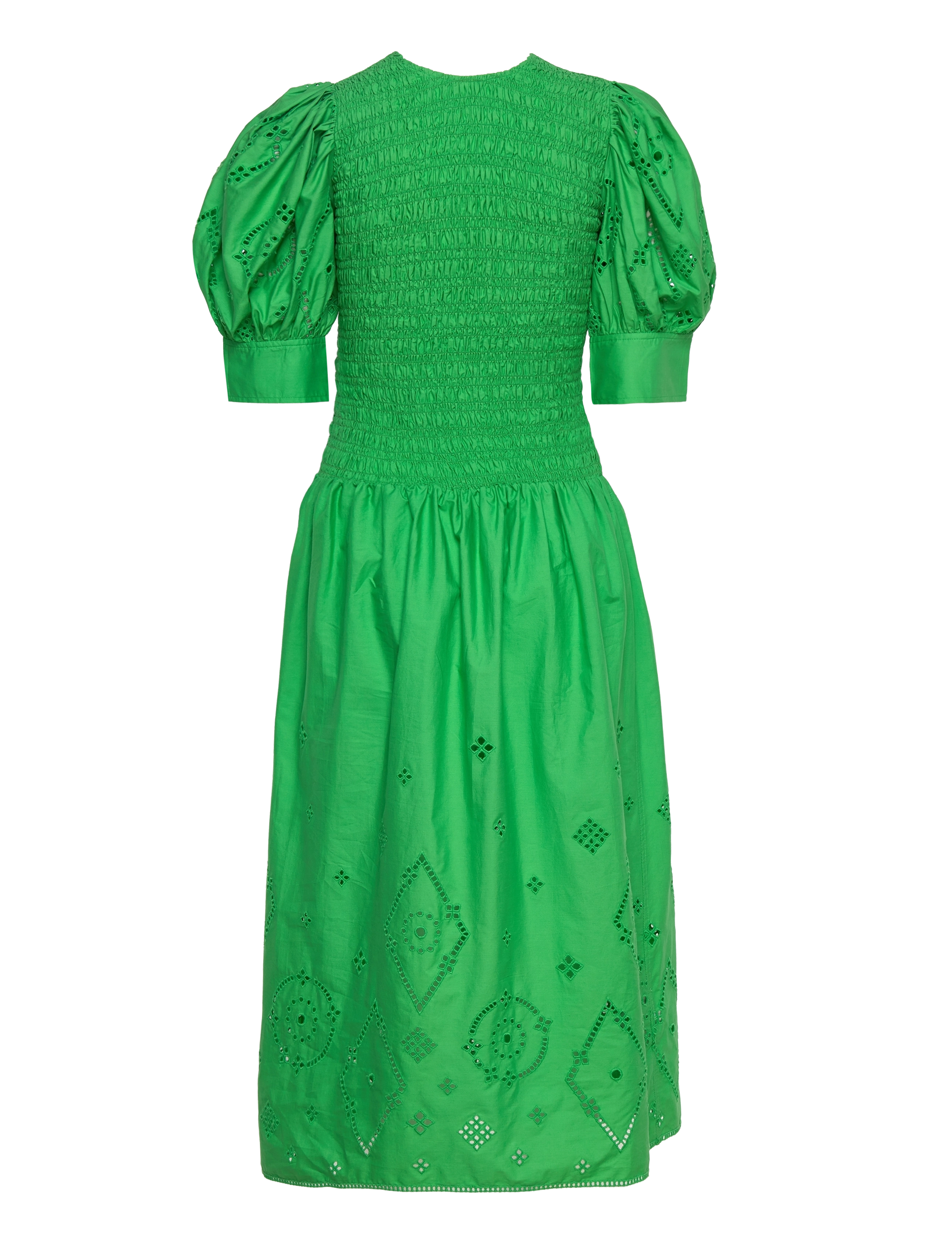 GANNI - Broderie Anglaise Maxi Smock Dress - midikleidid - kelly green - 1