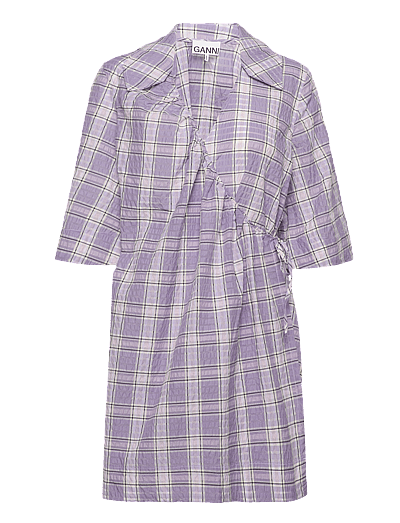 Seersucker Check Mini Wrap Dress - Korte Kjoler