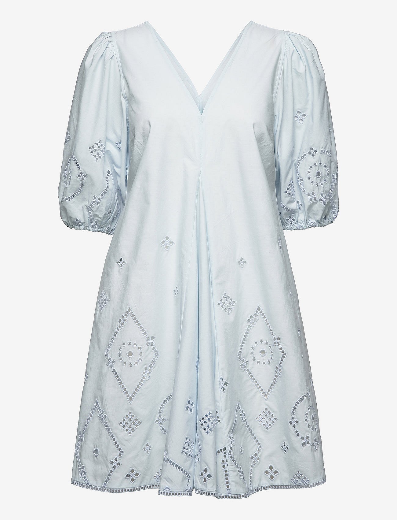 ganni broderie anglaise dress blue Broderie Anglaise Mini Dress