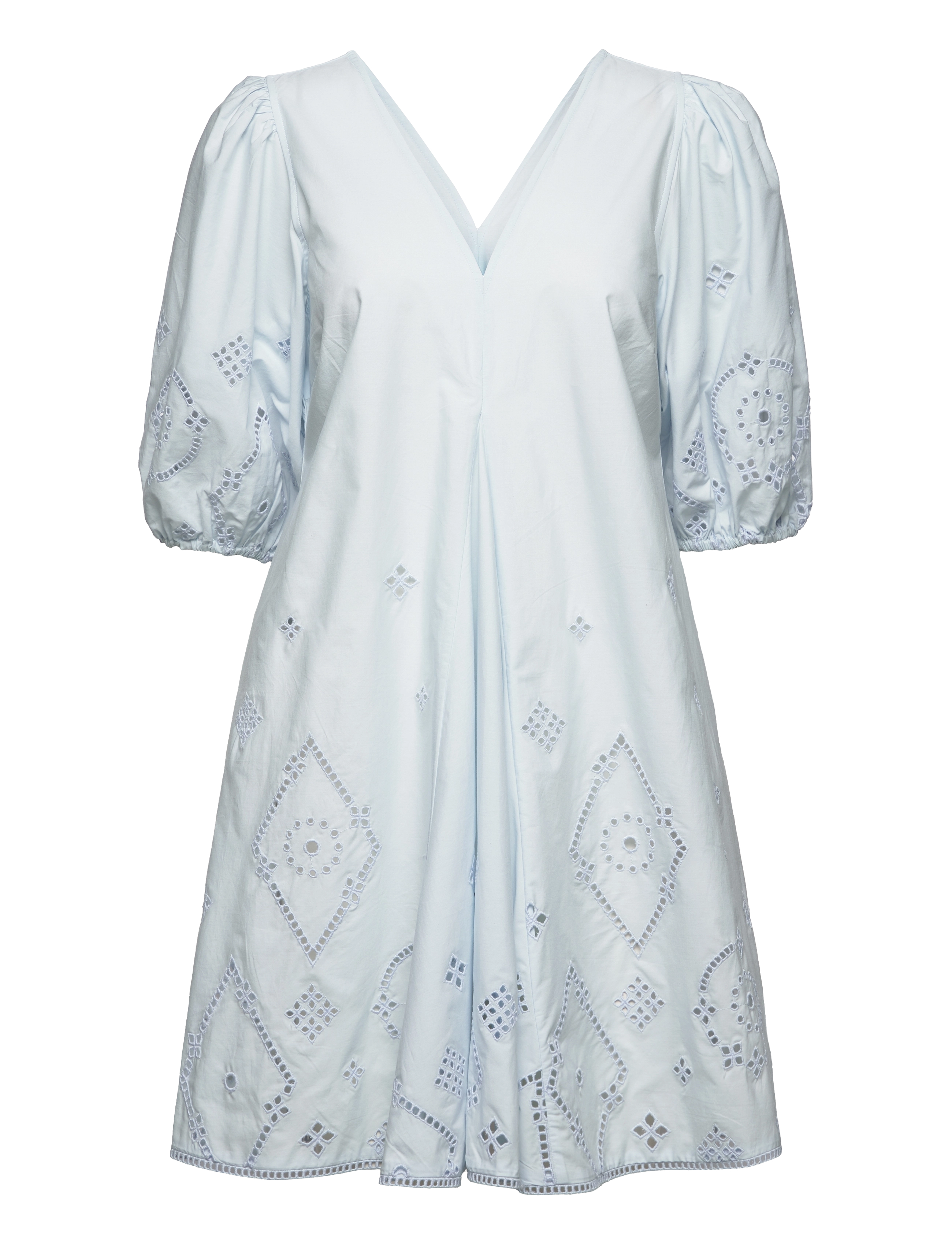 GANNI Broderie Anglaise Puff Sleeve Mini Dress - Populaarsed kaubamärgid - ILLUSION BLUE / blue