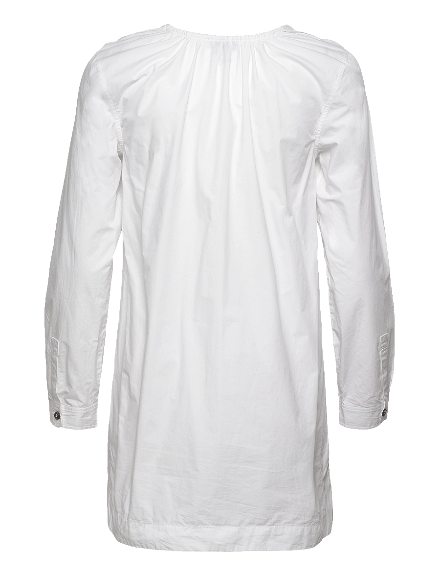 GANNI - COTTON POPLIN SQUARE-NECK MINI DRESS - konfirmation - bright white - 1