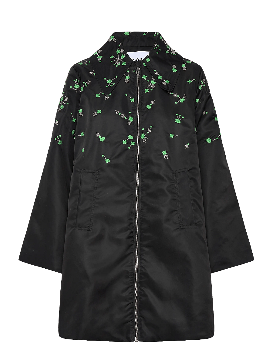 GANNI - Outerwear Nylon Coat - tunna kappor - black - 1