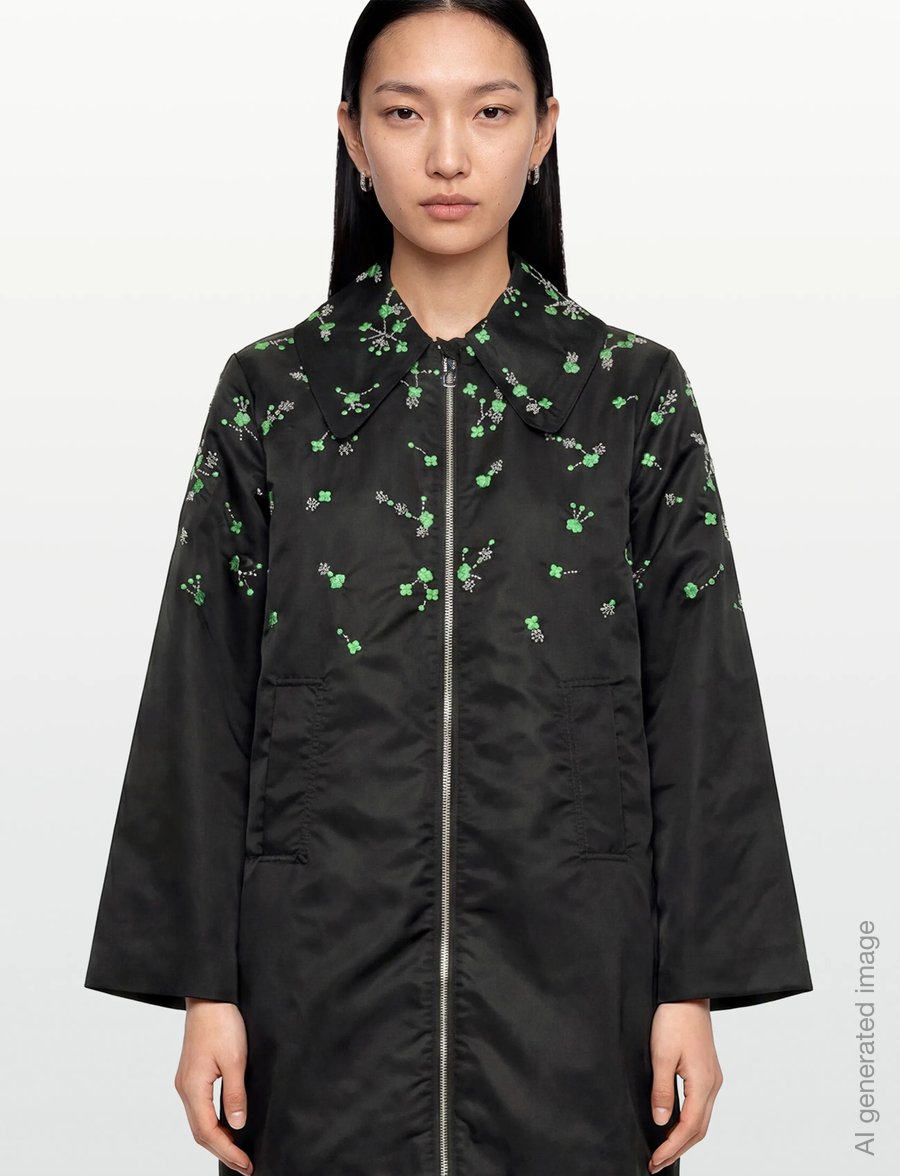 GANNI - Outerwear Nylon Coat - tunna kappor - black - 3