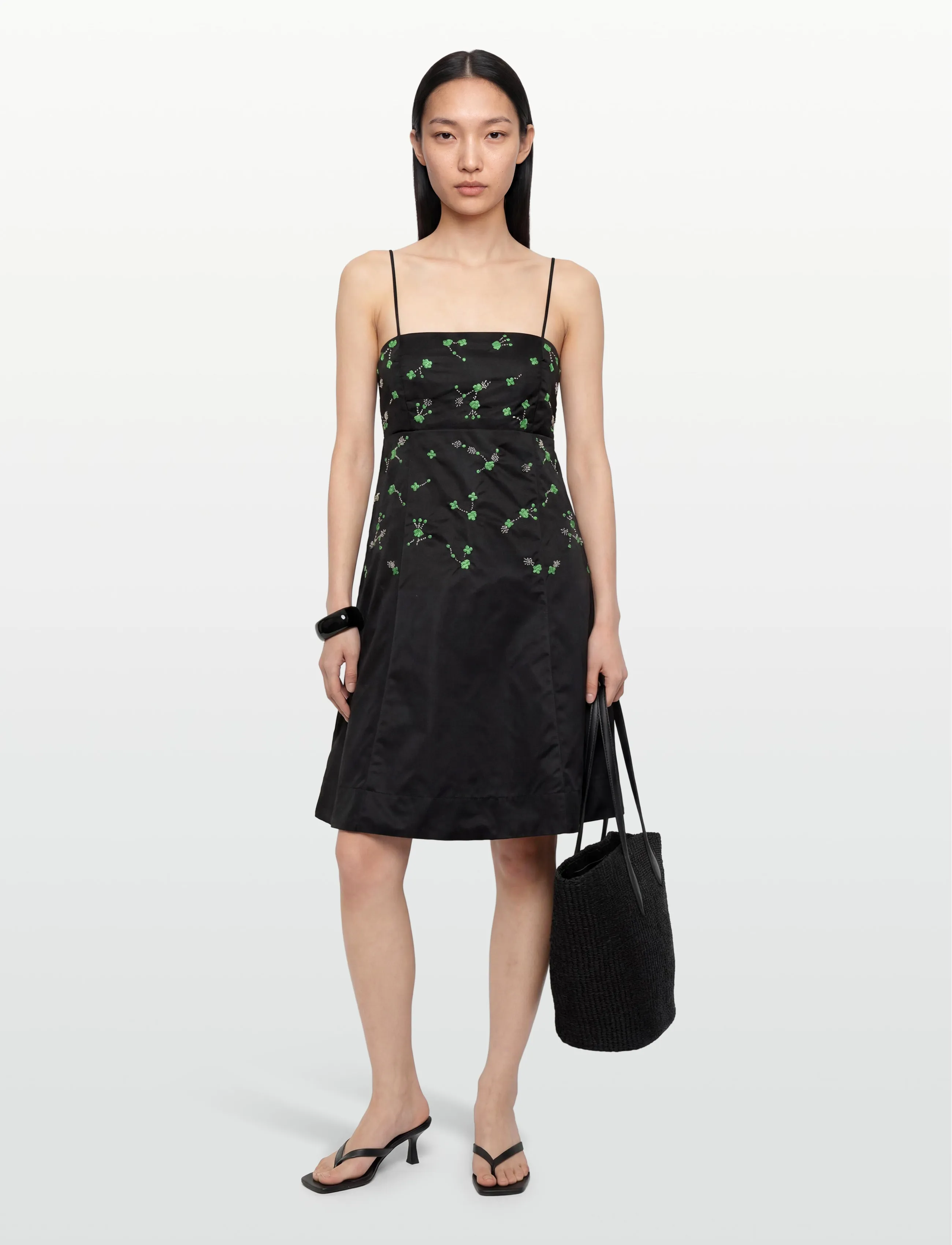 GANNI Overtøj Nylon Mini Dress, 40, Black, Kjoler > Kort Kjole, Dame