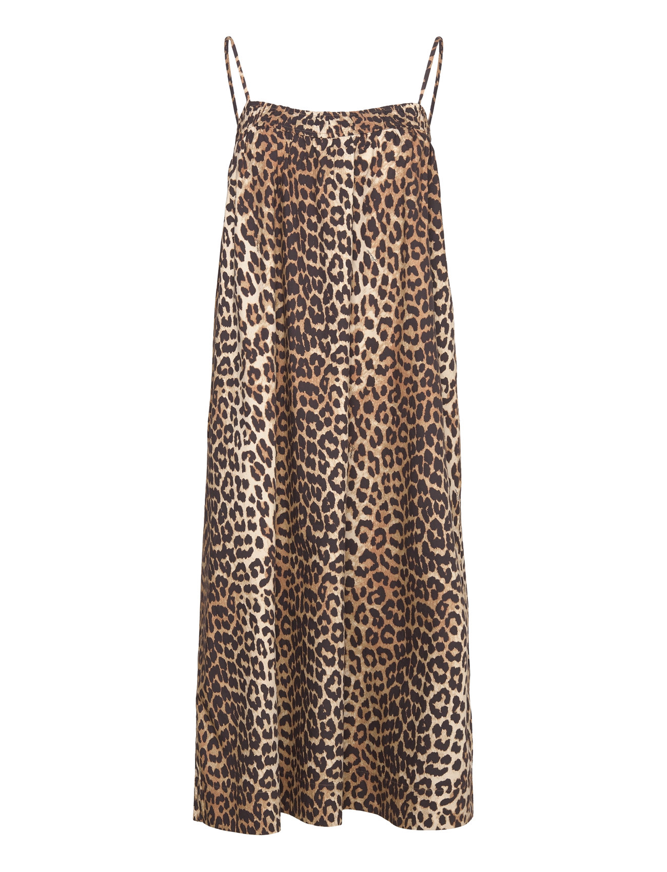 GANNI - COTTON MIDI STRAP DRESS - Õlapaeltega kleidid - leopard - 0