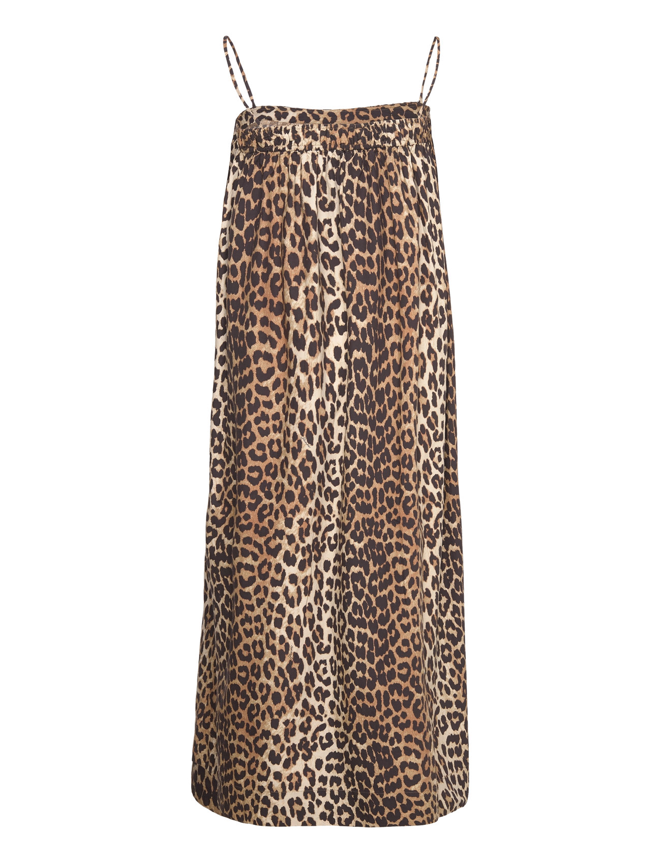 GANNI - COTTON MIDI STRAP DRESS - Õlapaeltega kleidid - leopard - 1