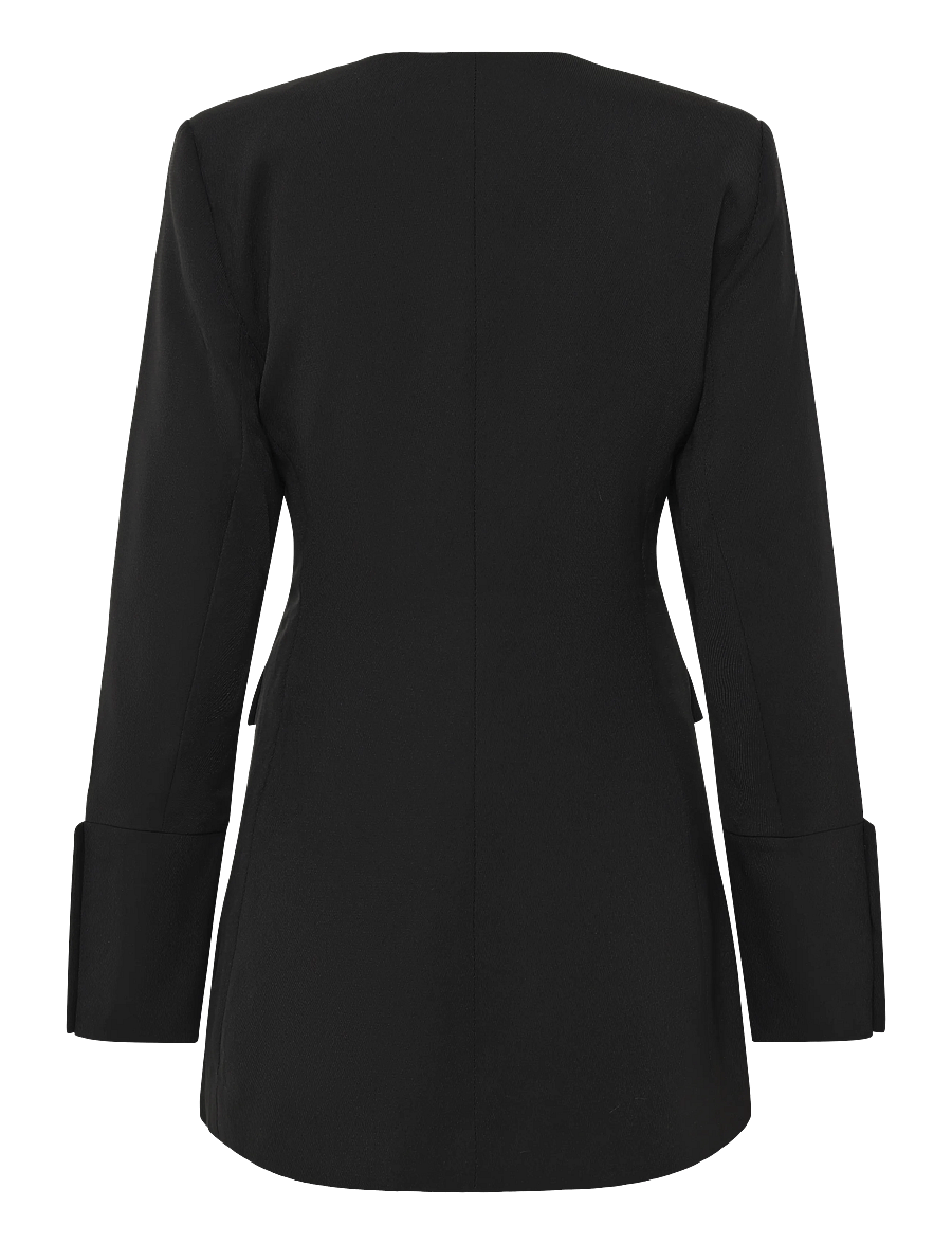 GANNI - Light Twill Suiting Fitted Blazer - einreihige blazer - black - 1
