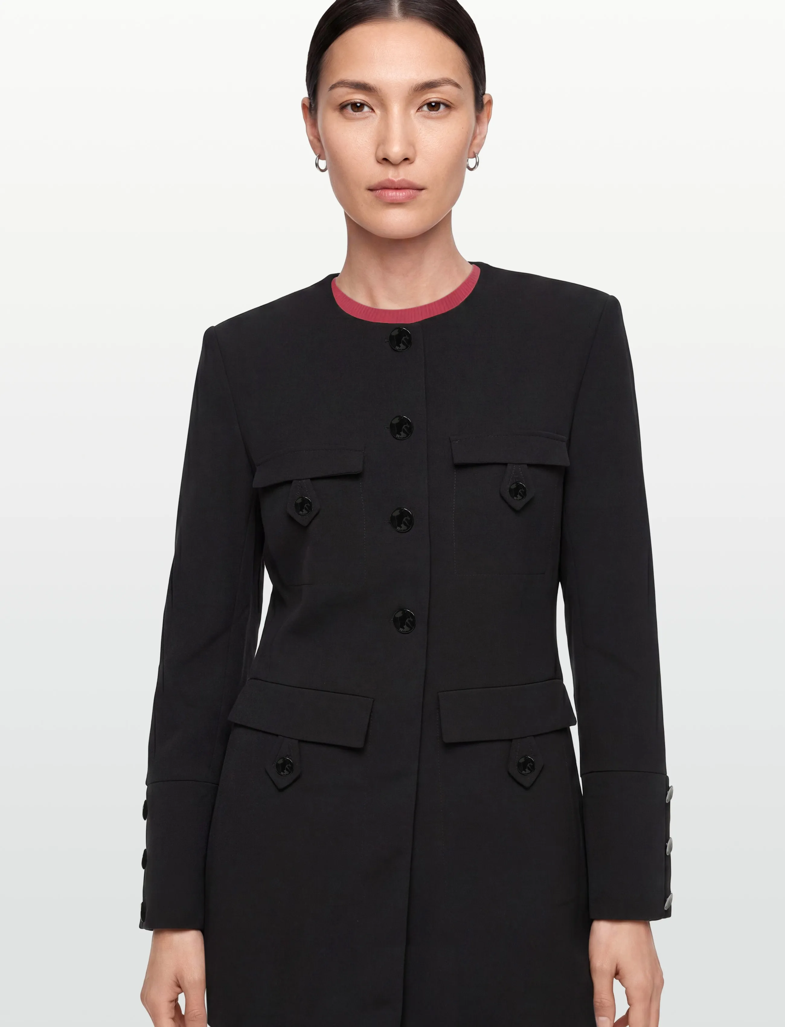 GANNI - Light Twill Suiting Fitted Blazer - odzież imprezowa w cenach outletowych - black - 3