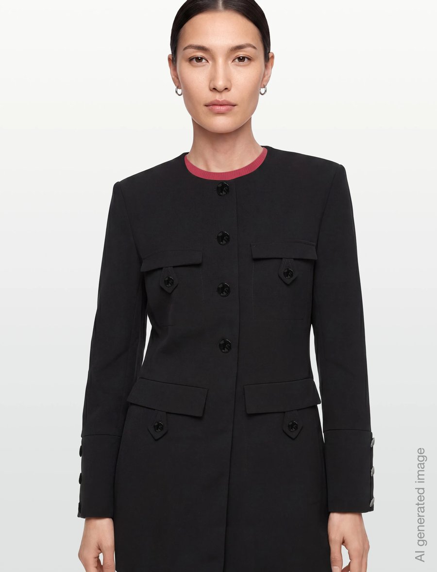 GANNI - Light Twill Suiting Fitted Blazer - einreihige blazer - black - 3