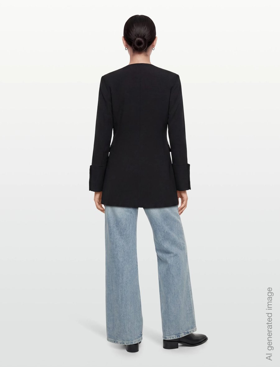 GANNI - Light Twill Suiting Fitted Blazer - einreihige blazer - black - 4