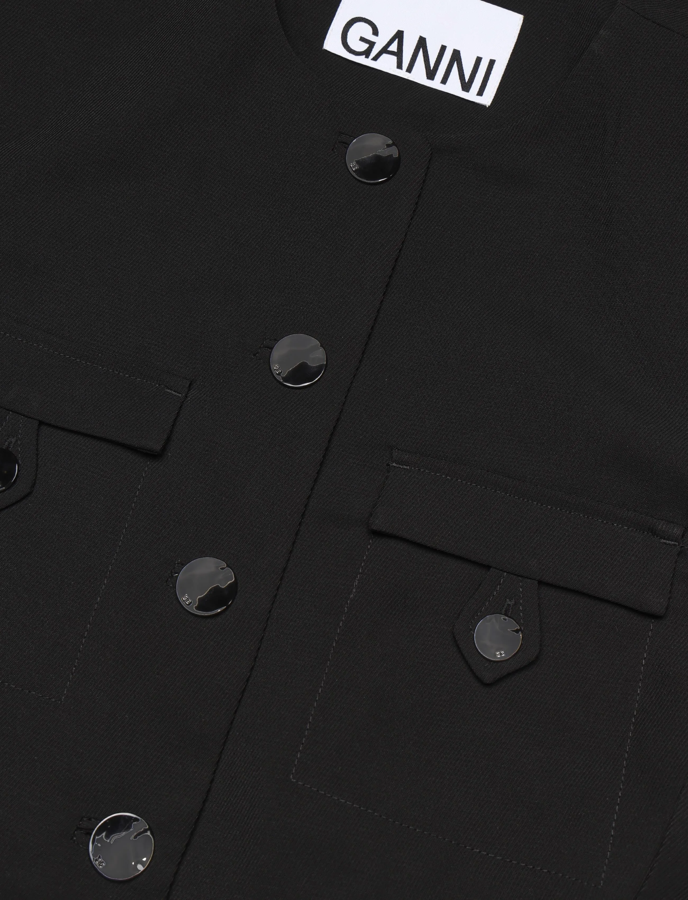 GANNI - Light Twill Suiting Fitted Blazer - black - 2