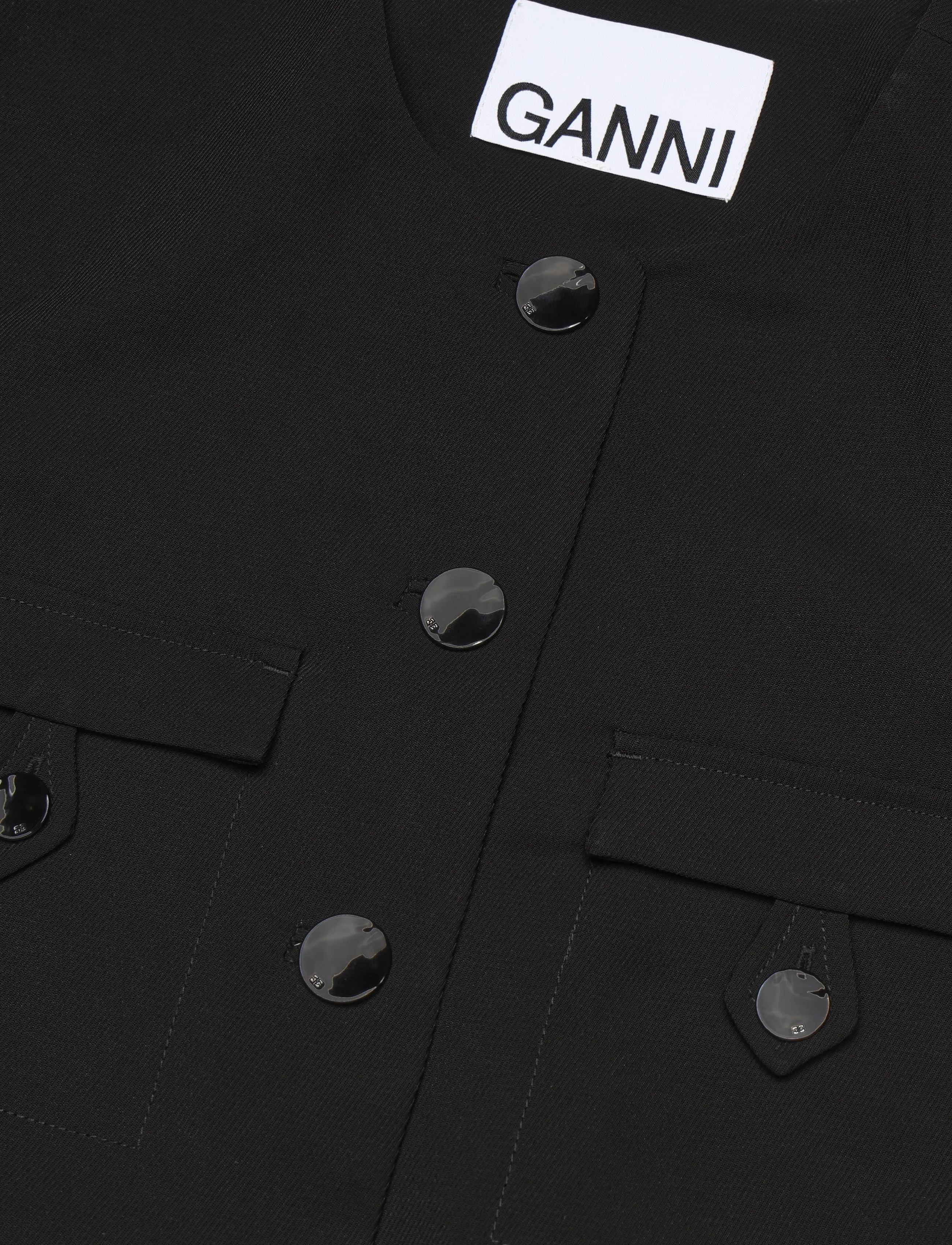 GANNI - Light Twill Suiting Fitted Blazer - black - 4