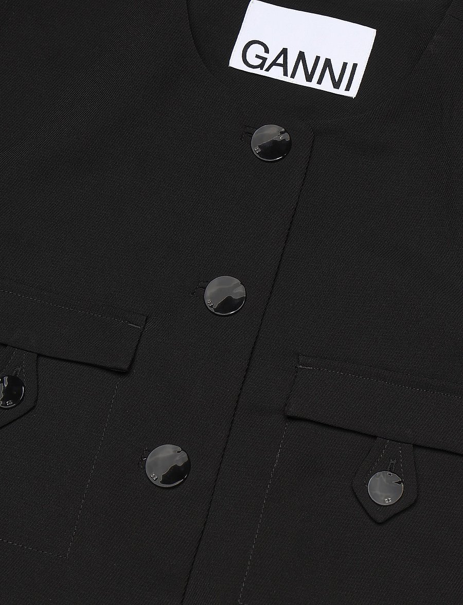GANNI - Light Twill Suiting Fitted Blazer - einreihige blazer - black - 4