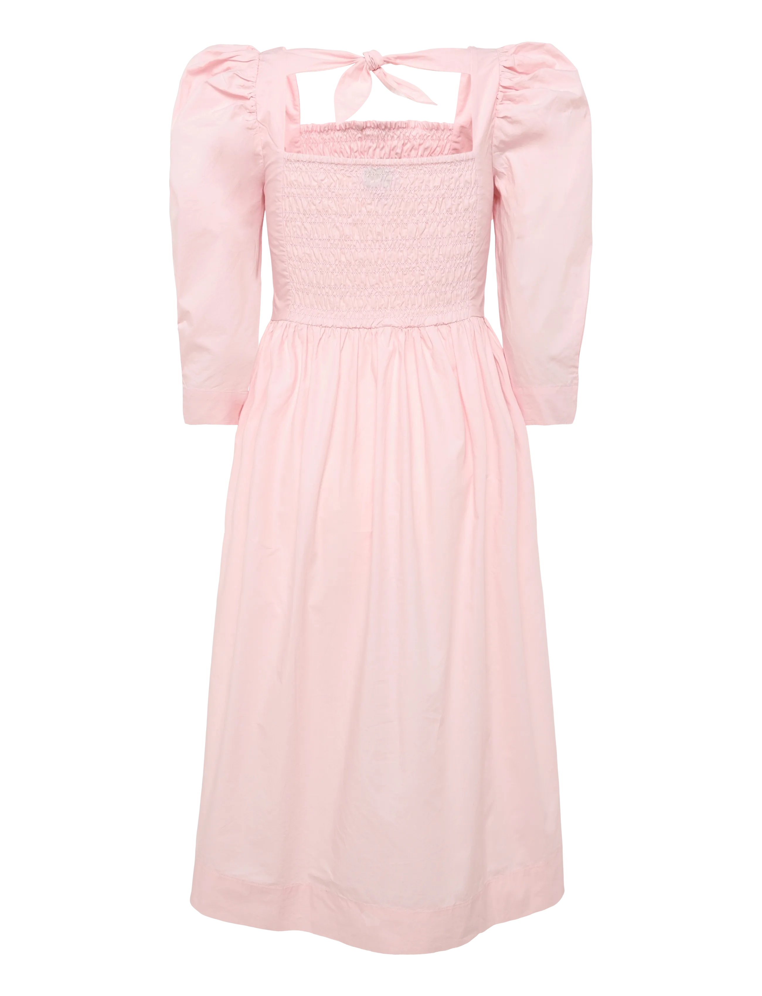 GANNI - Cotton Poplin Open Neck Smock Dress - sommerkleider - chalk pink - 2