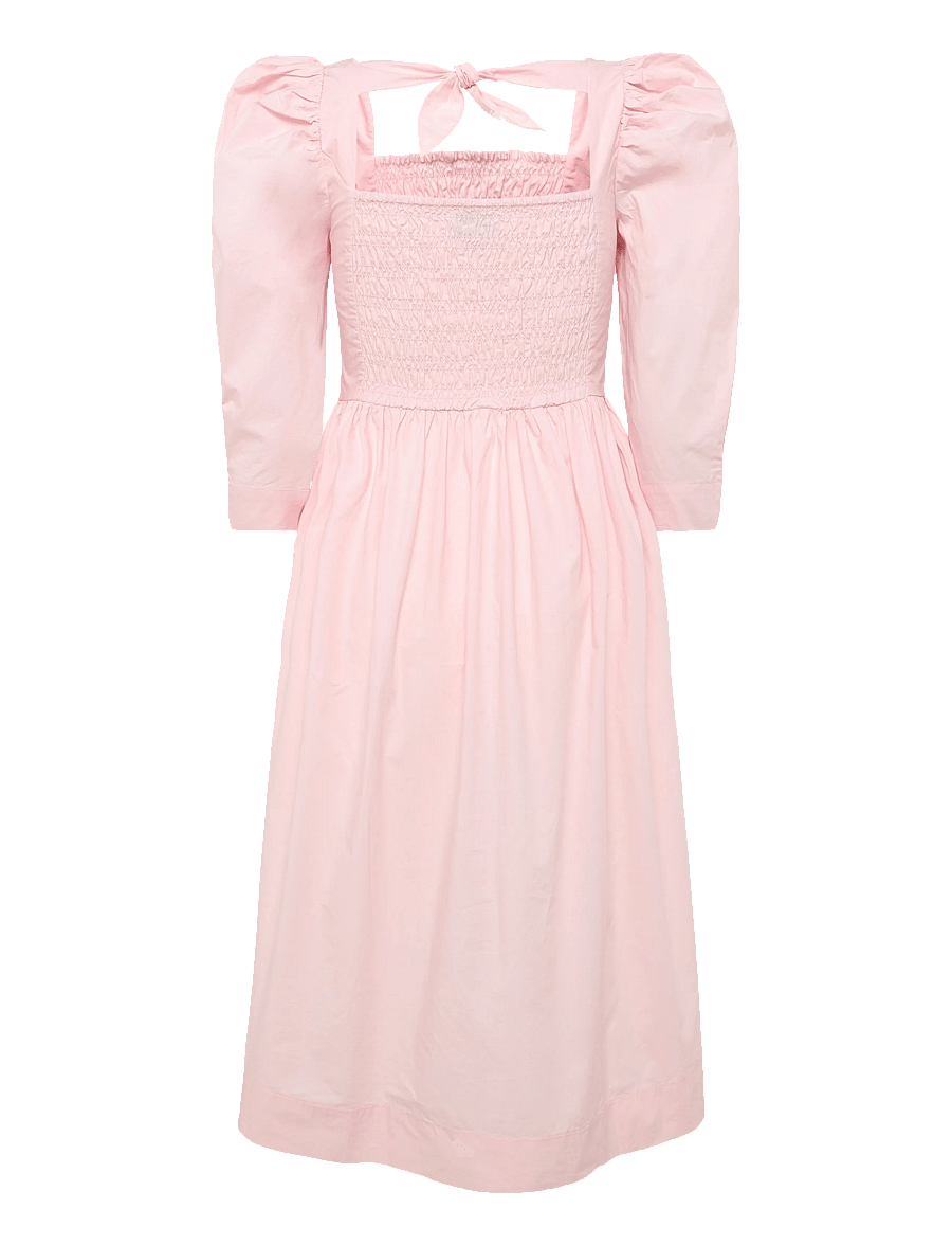 GANNI - Cotton Poplin Open Neck Smock Dress - sommerkleider - chalk pink - 2