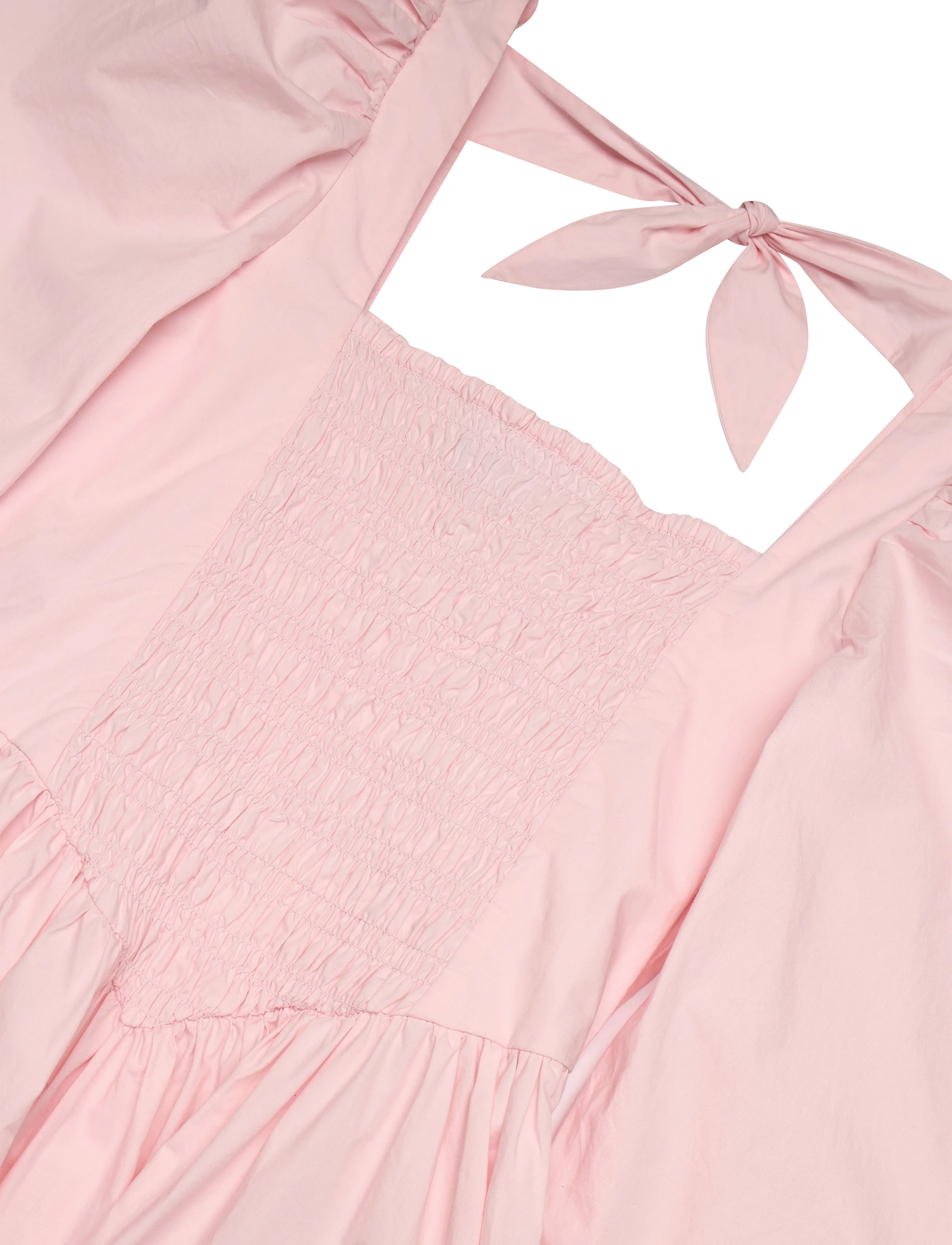 GANNI - Cotton Poplin Open Neck Smock Dress - sommerkleider - chalk pink - 5