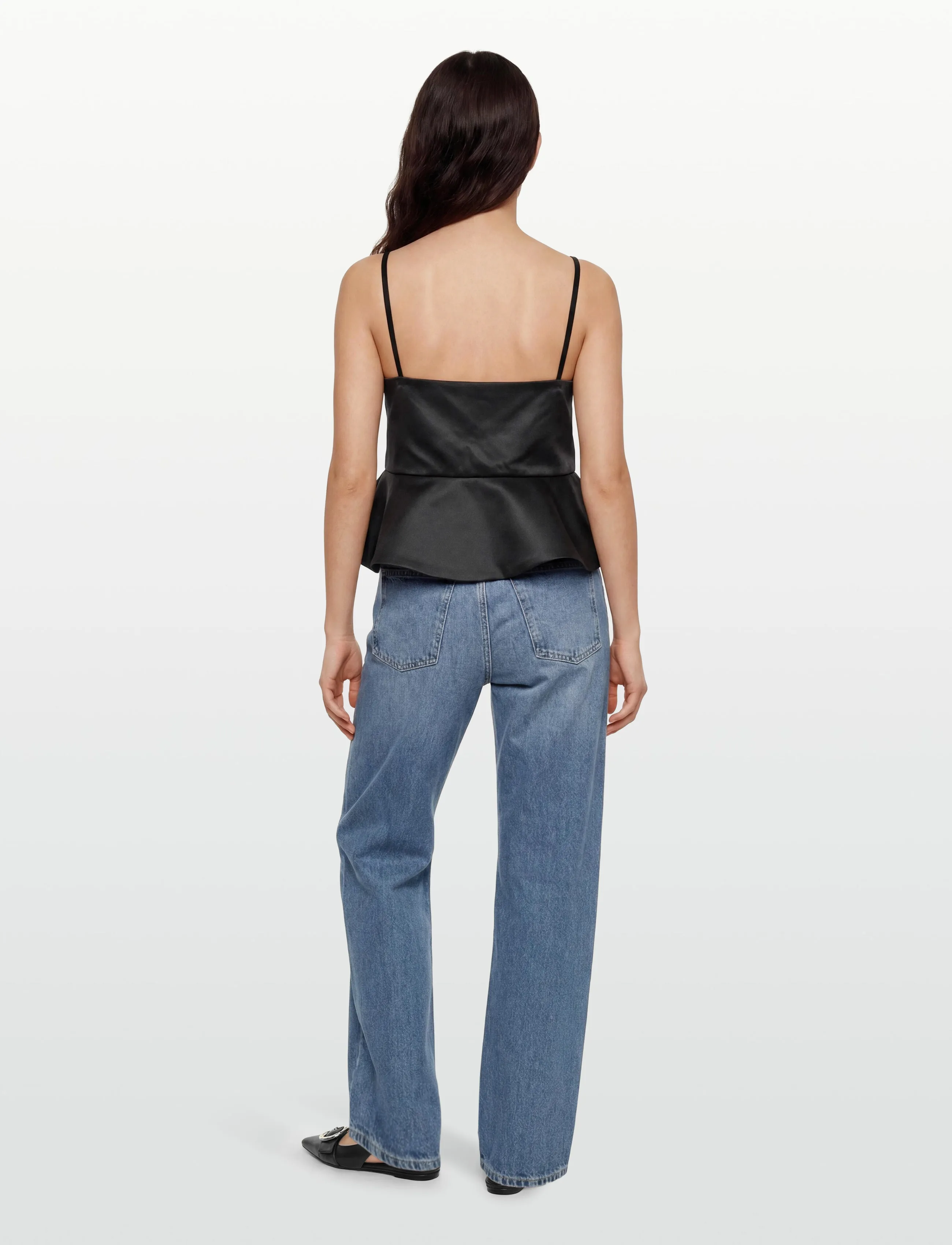 GANNI - Duchesse Satin Top - crop tops - black - 5