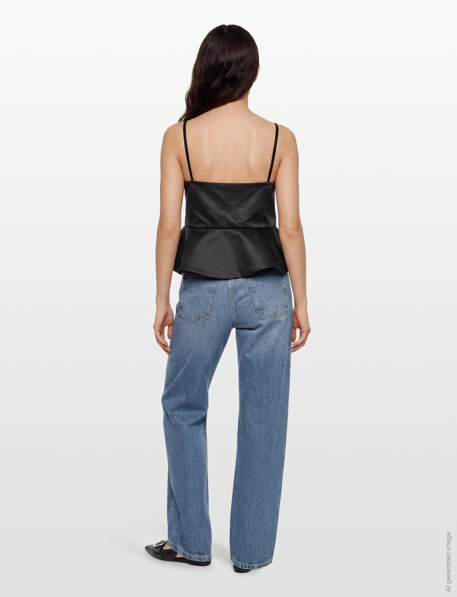 GANNI - Duchesse Satin Top - crop tops - black - 5
