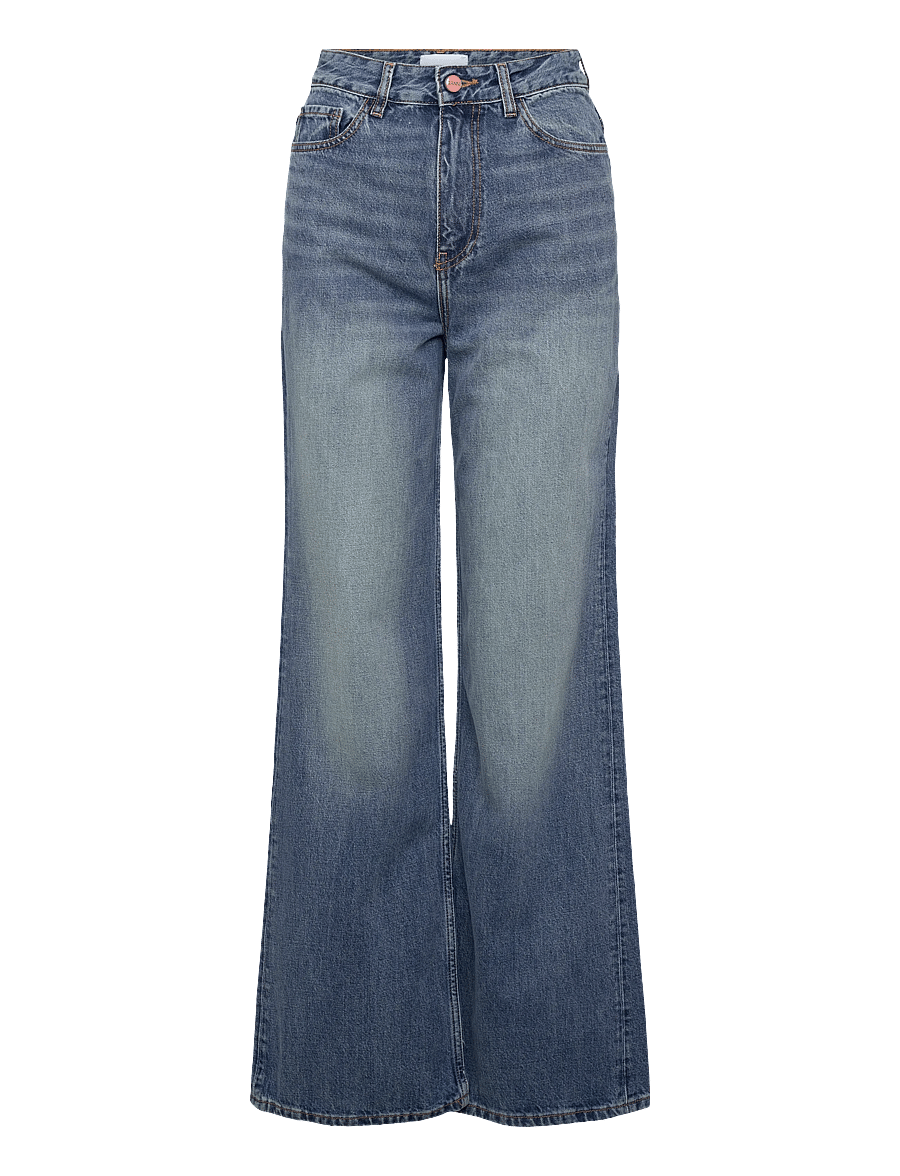 GANNI - Rigid Denim Magny - platūs džinsai - mid blue vintage - 0