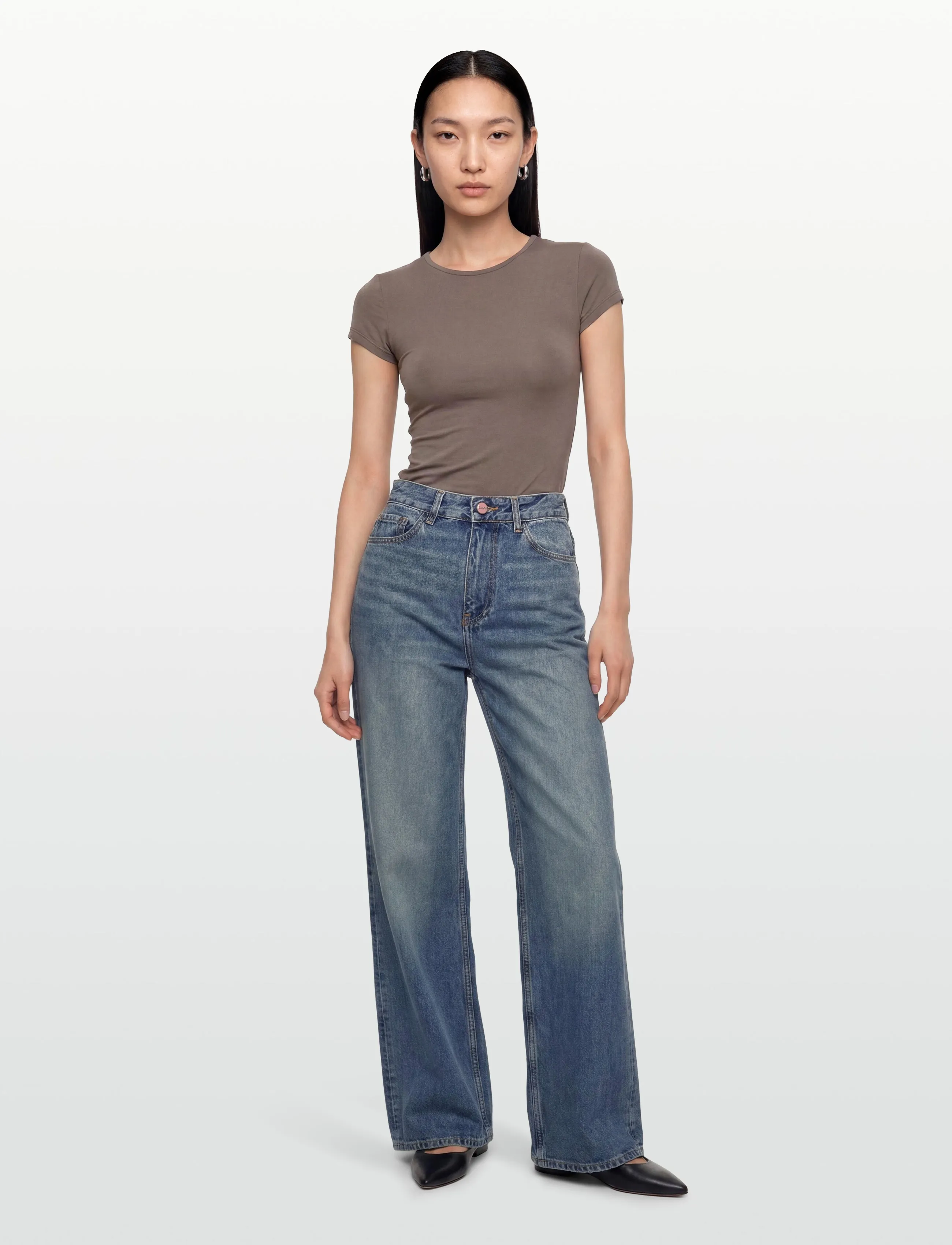 GANNI Rigid Denim Magny, 28W/32L, Jeans, Blau - Wide, Frauen