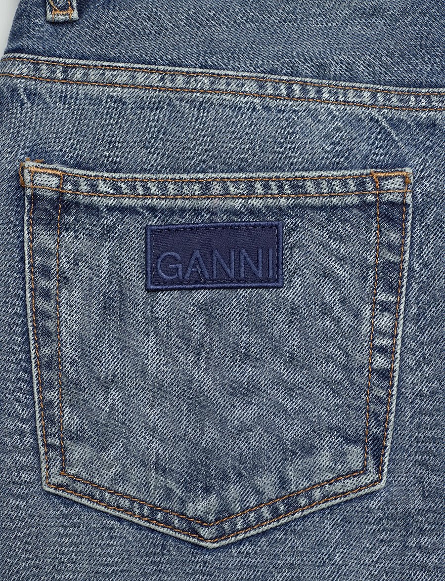 GANNI - Rigid Denim Magny - platūs džinsai - mid blue vintage - 4