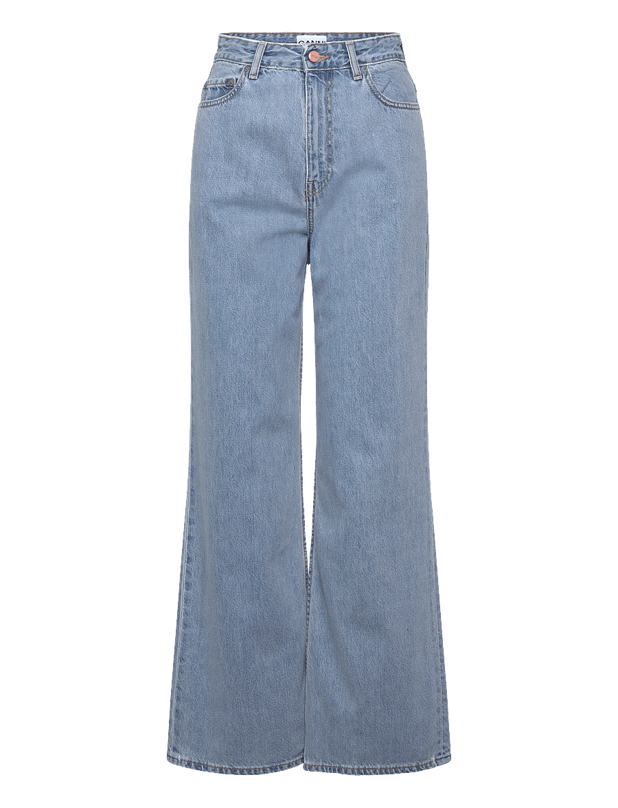 GANNI - Rigid Denim Magny - hosen mit weitem bein - light blue stone - 1