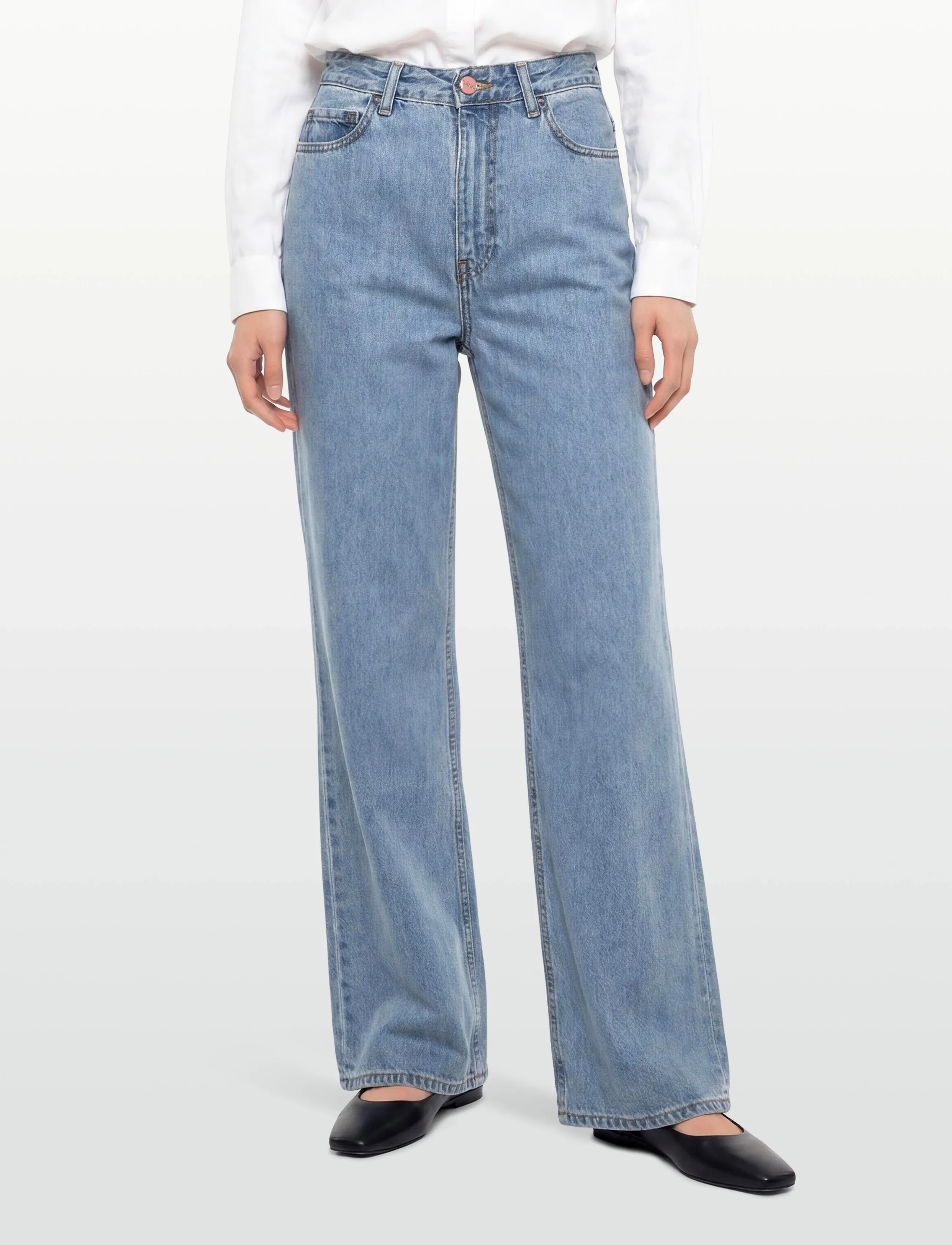 GANNI - Rigid Denim Magny - wide leg jeans - light blue stone - 3