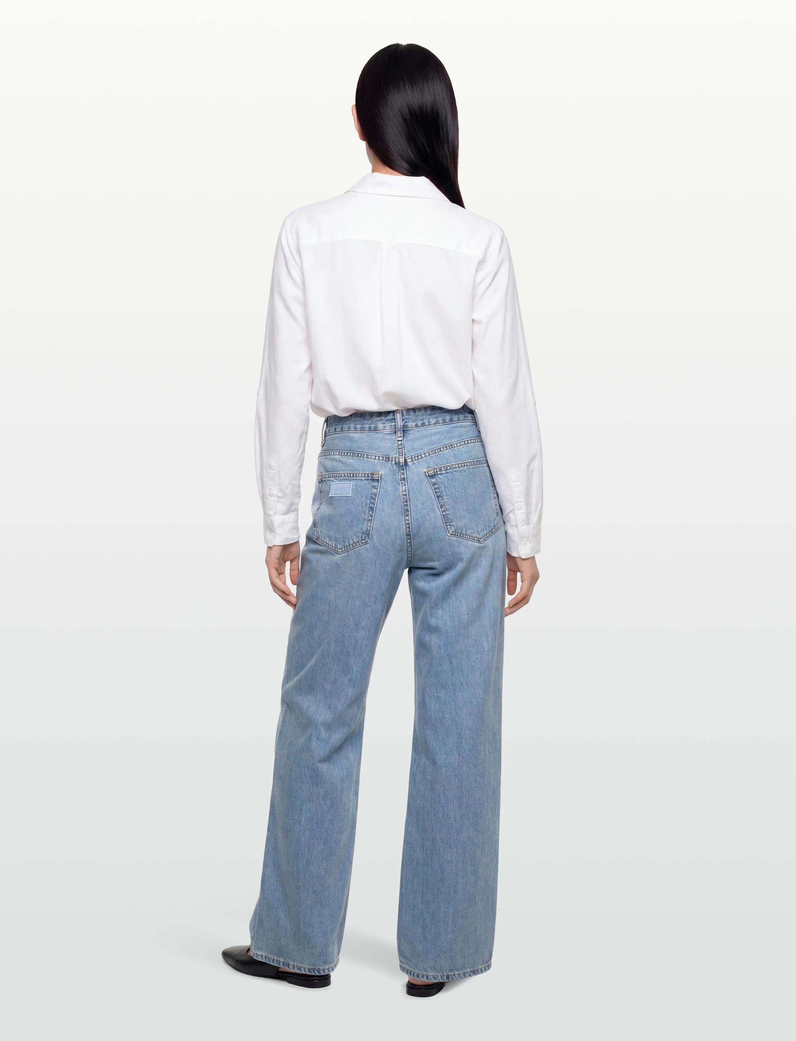 GANNI - Rigid Denim Magny - wide leg jeans - light blue stone - 4