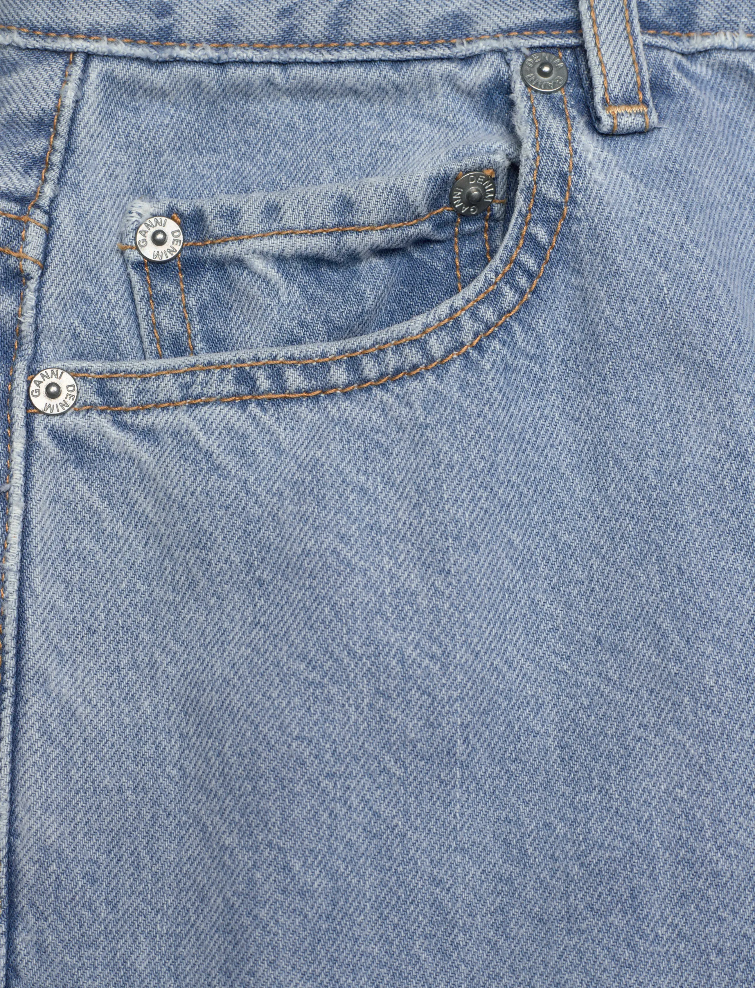 GANNI - Rigid Denim Magny - hosen mit weitem bein - light blue stone - 2