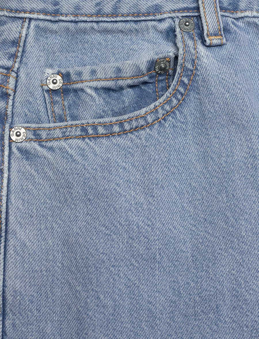 GANNI - Rigid Denim Magny - hosen mit weitem bein - light blue stone - 5