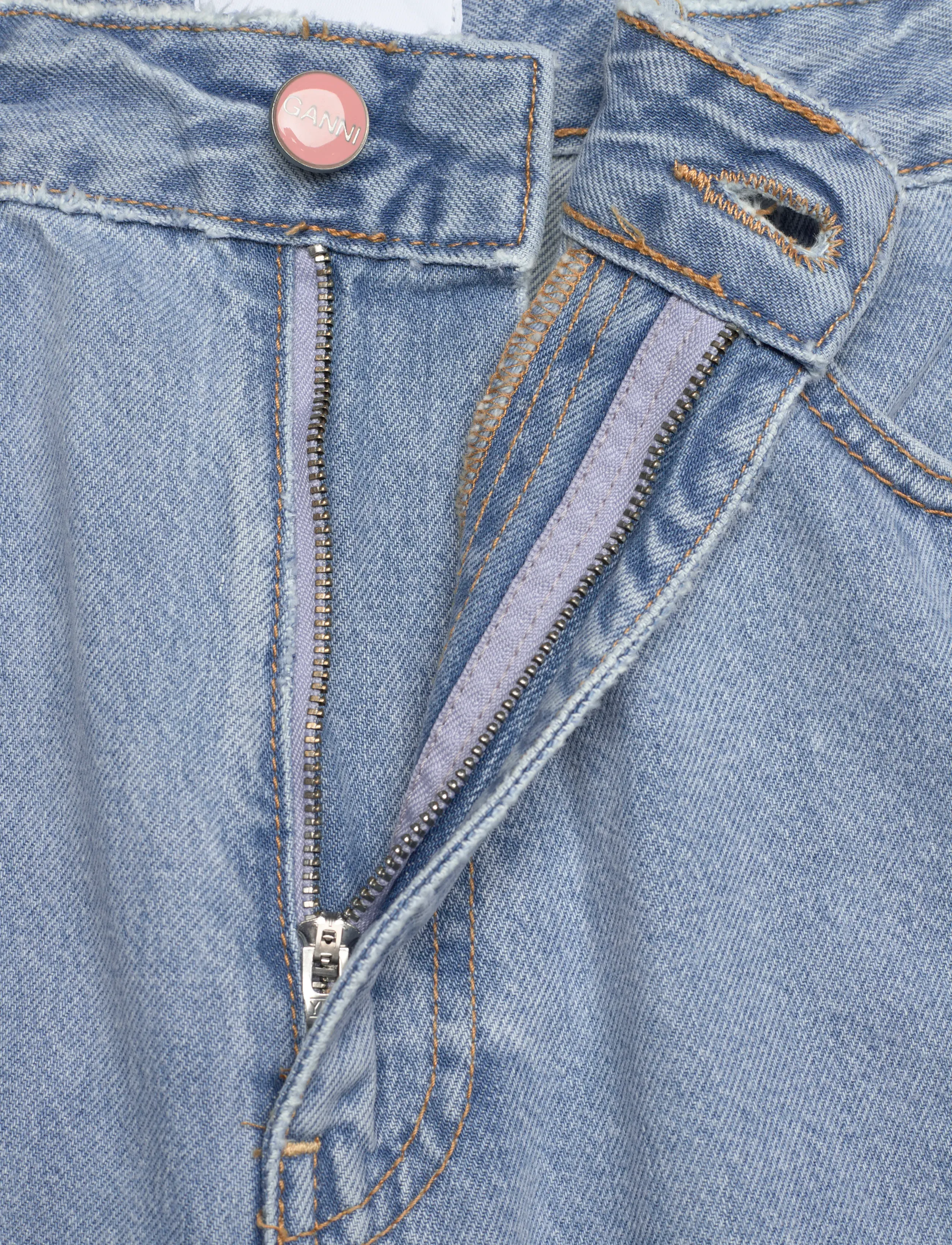 GANNI - Rigid Denim Magny - hosen mit weitem bein - light blue stone - 3