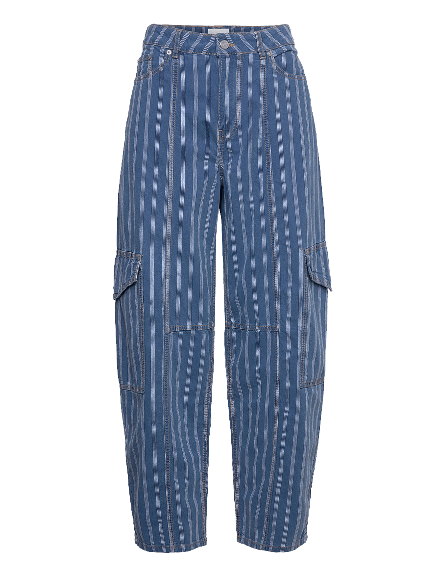 GANNI - Light Stripe Denim Cargo Pants - cargo-püksid - tint wash - 0