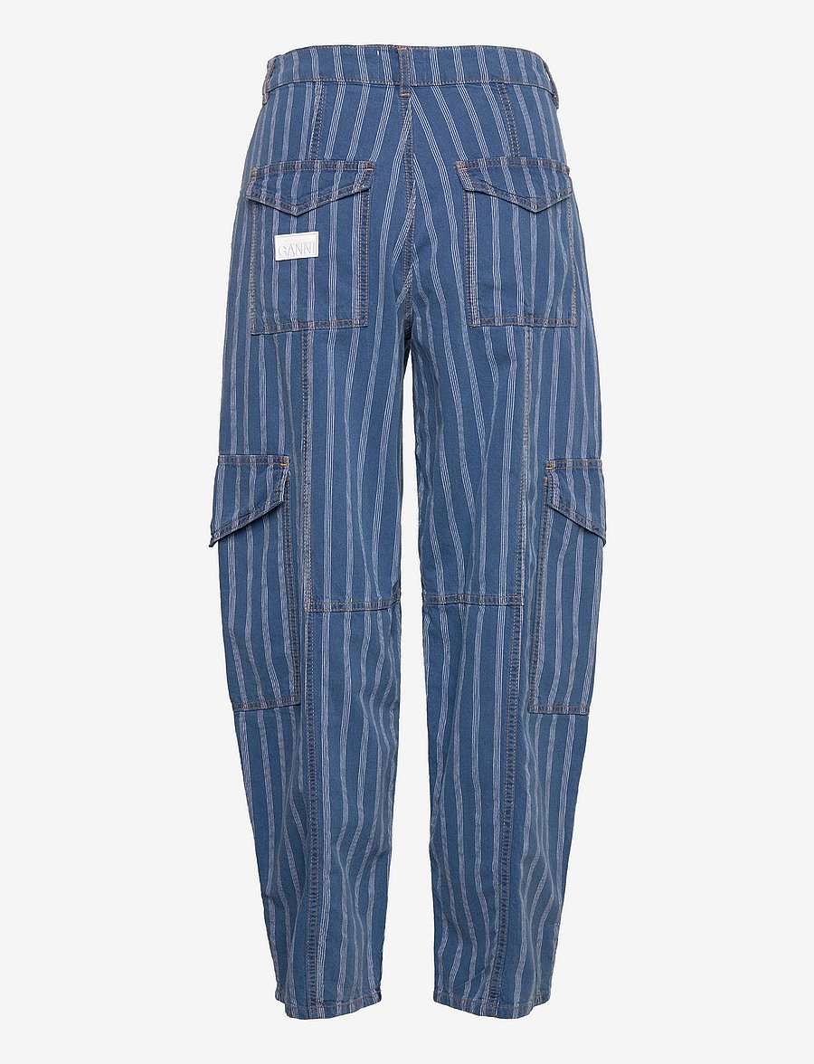 GANNI - Light Stripe Denim Cargo Pants - cargo-püksid - tint wash - 1