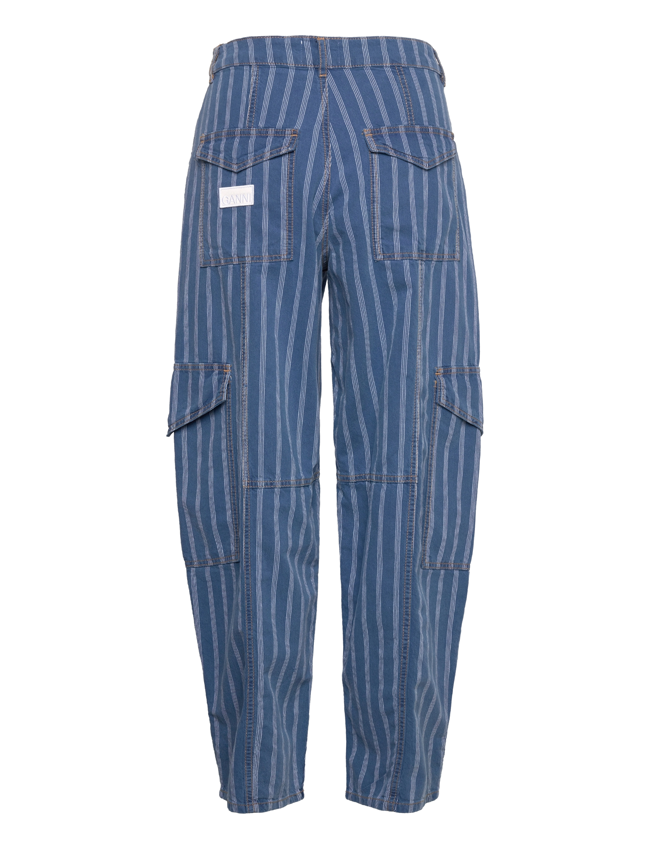 GANNI - Light Stripe Denim Cargo Pants - cargobukser - tint wash - 1
