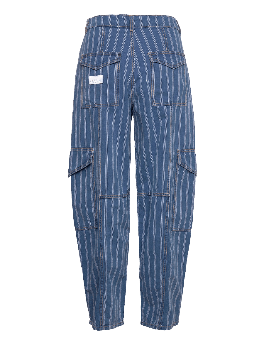 GANNI - Light Stripe Denim Cargo Pants - cargo-püksid - tint wash - 1